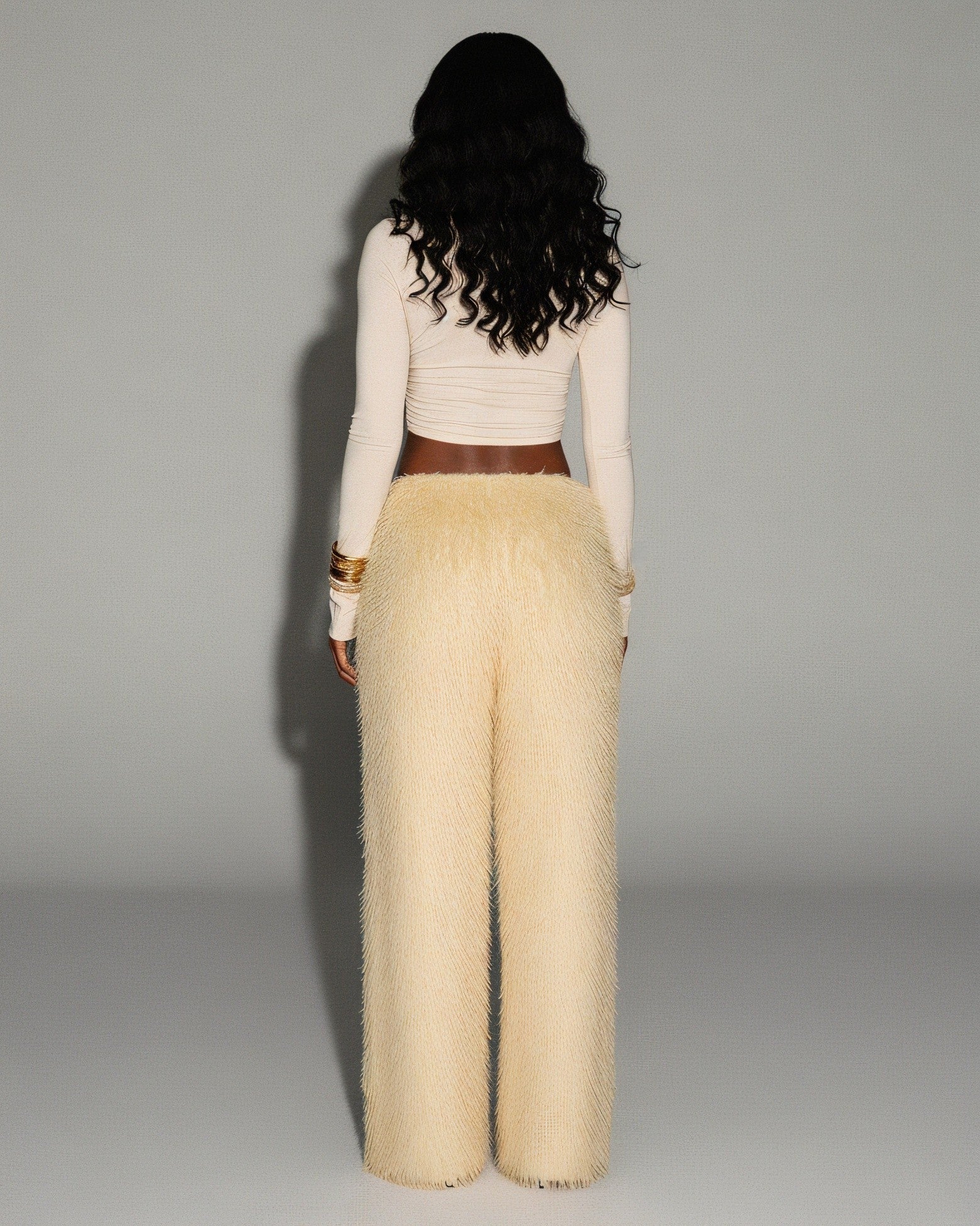 LYNIX Faux Fur Straight-Leg Trousers