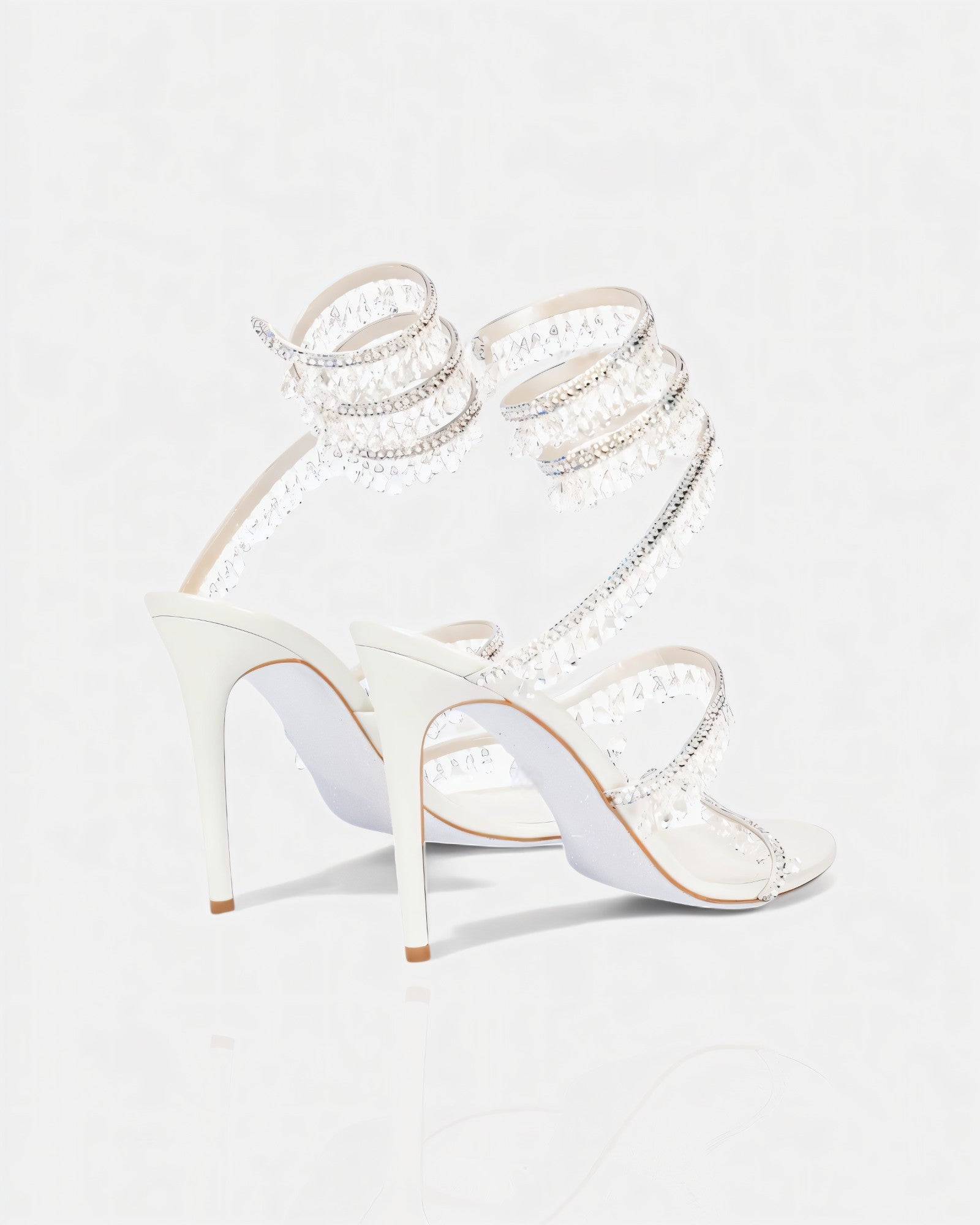 ALYRA Rhinestone Tassel Ankle-Wrap High Heels