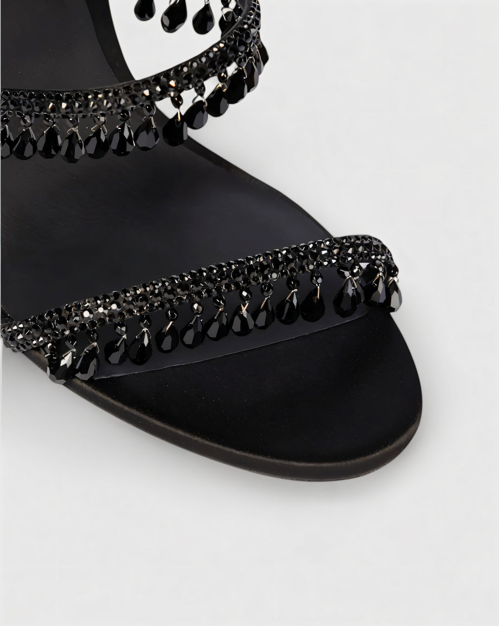 ALYRA Rhinestone Tassel Ankle-Wrap High Heels