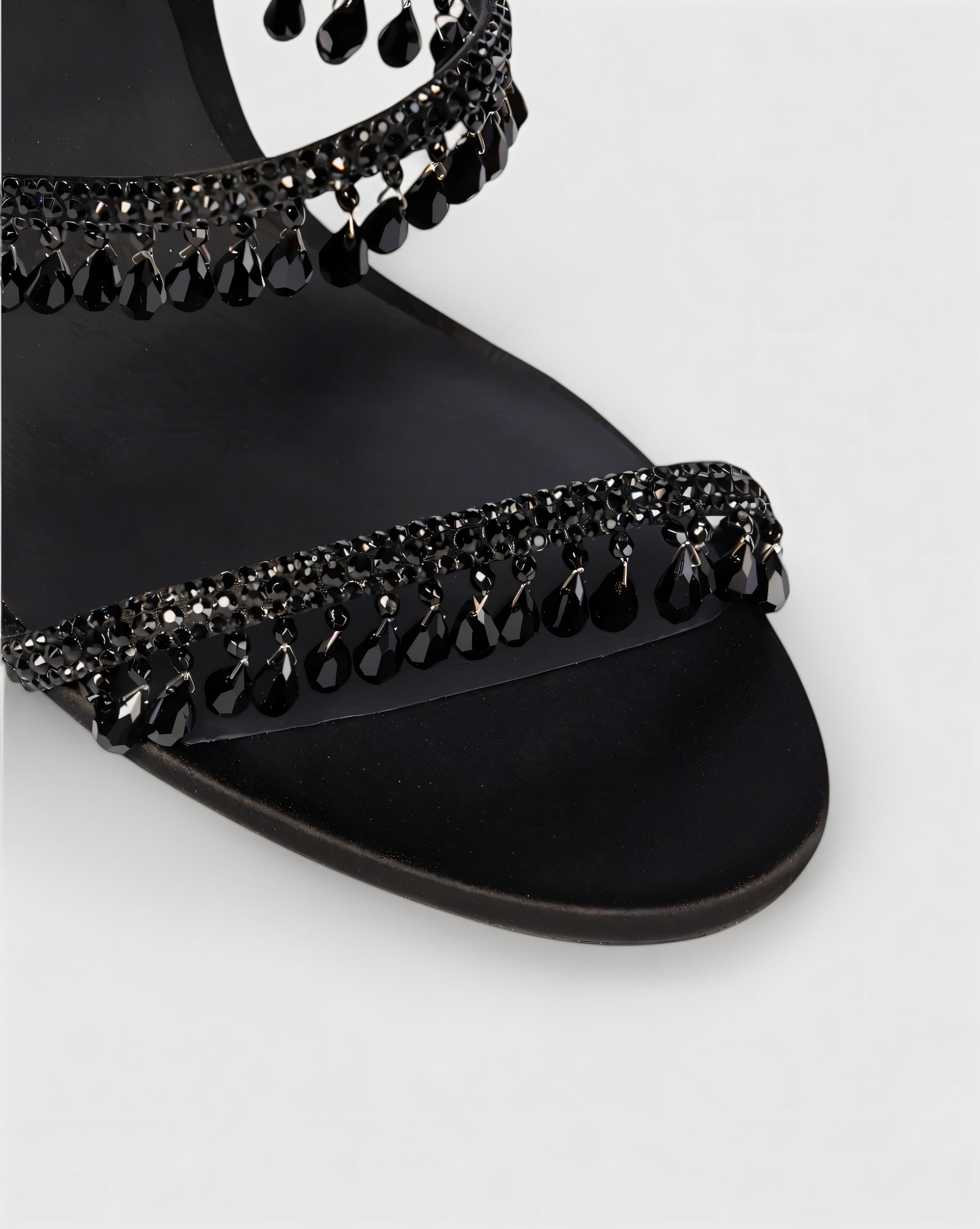 ALYRA Rhinestone Tassel Ankle-Wrap High Heels
