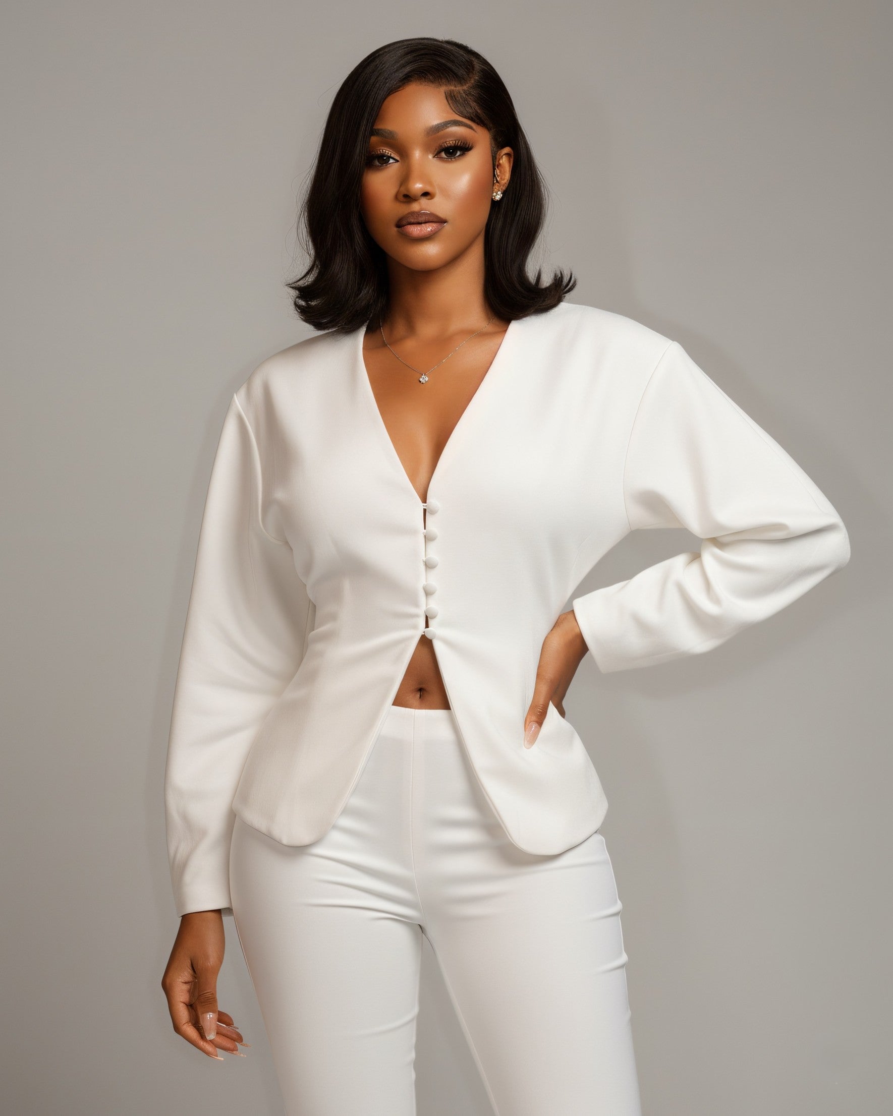 ZORA Button-Front Top & Capri Pants Set