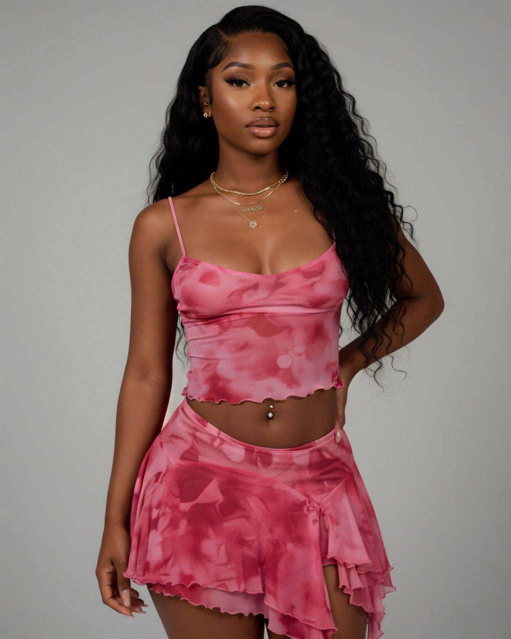 DELILAH Camisole Top & Ruffle Mini Skirt Set