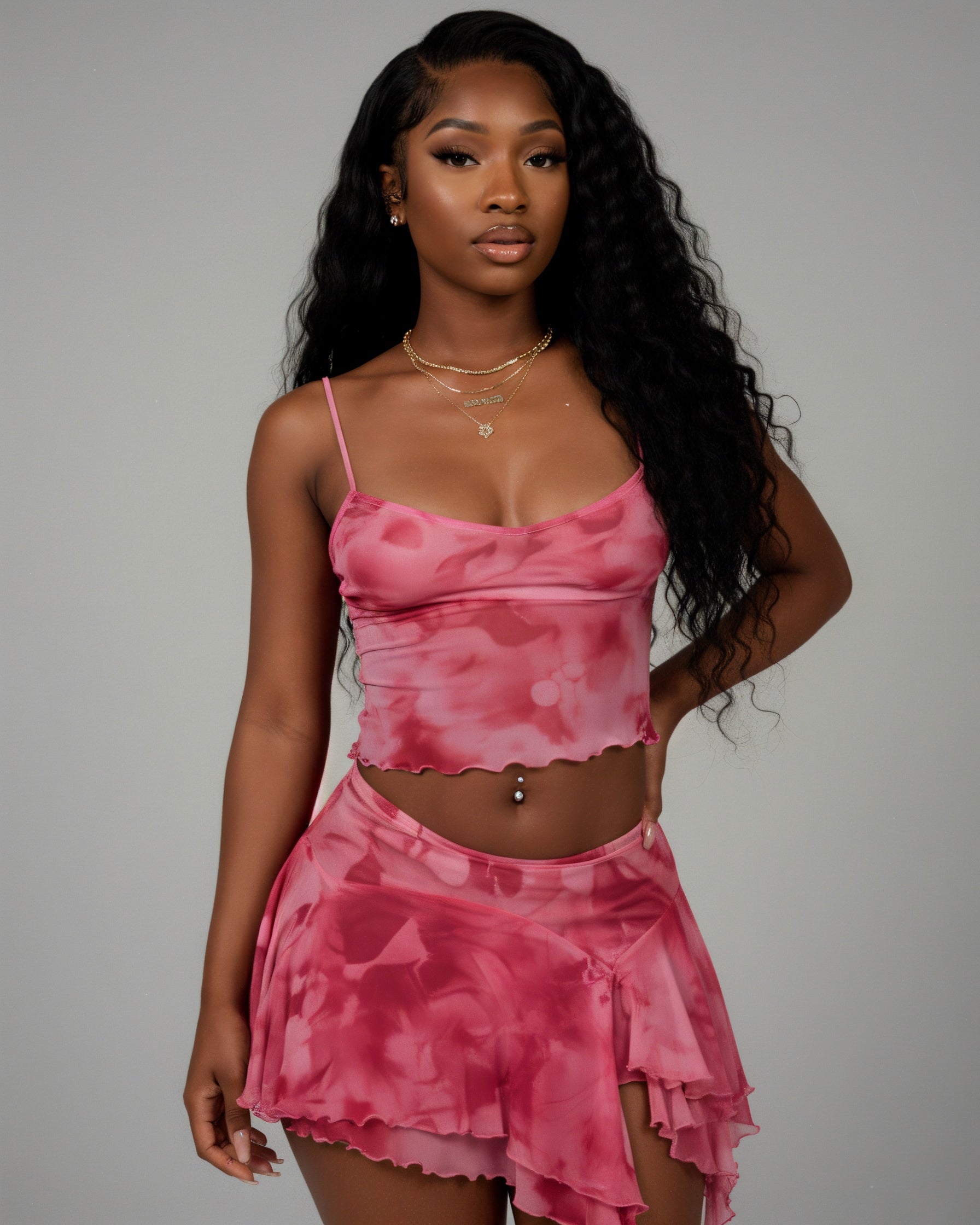 DELILAH Camisole Top & Ruffle Mini Skirt Set