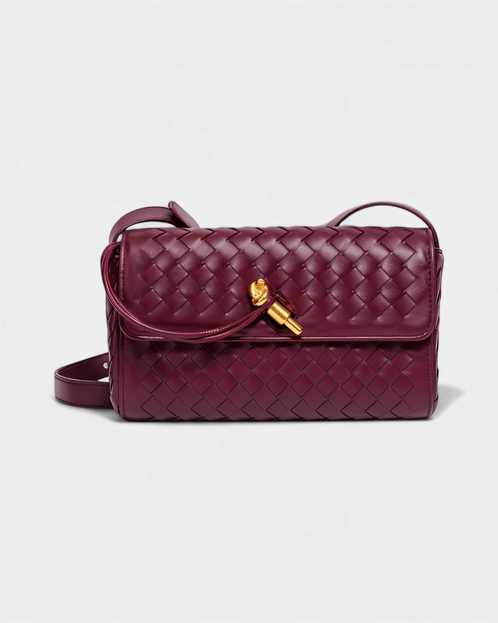 CLEO Mini Woven Gold Lock Accent Shoulder Bag