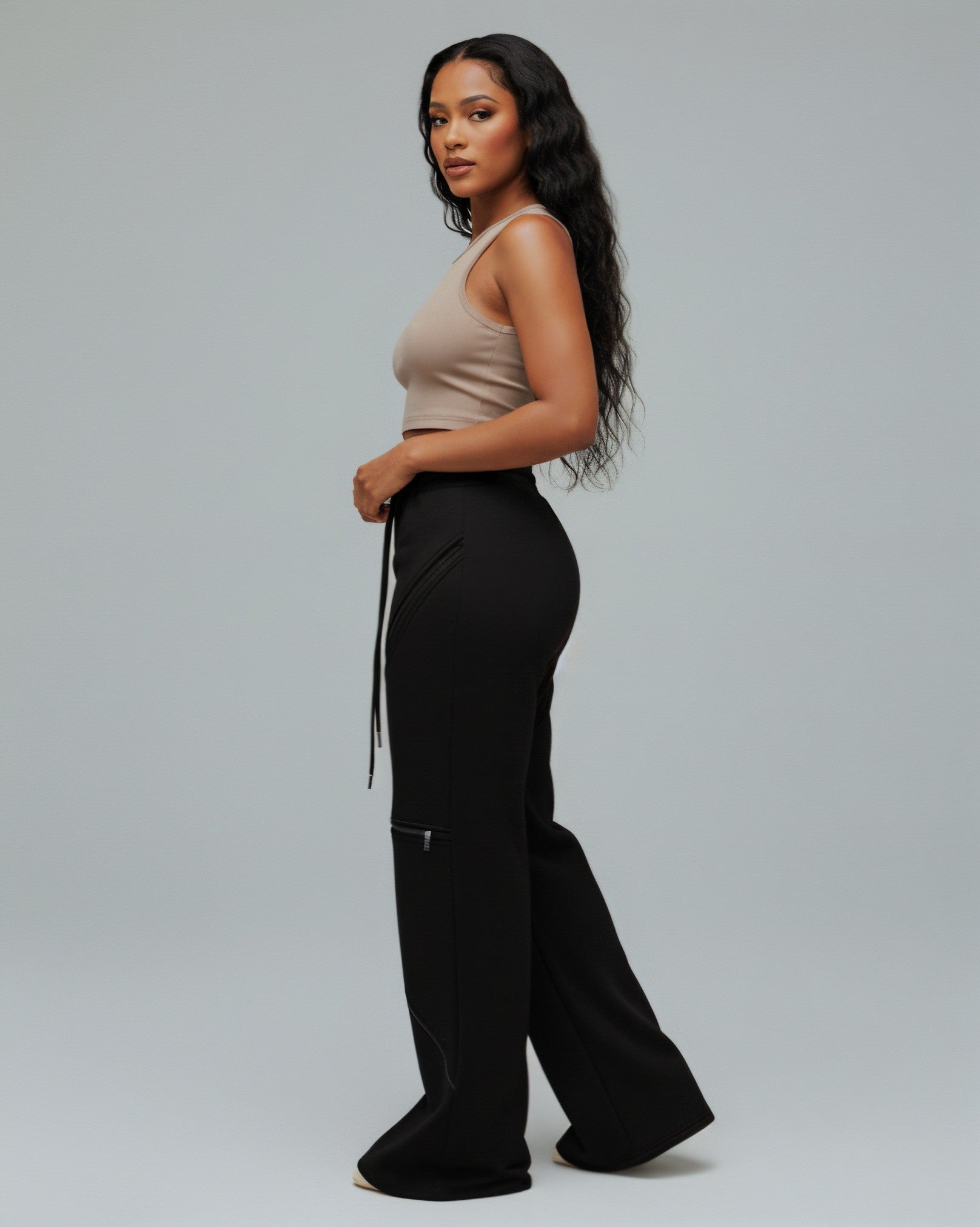 TINAY High Waist Multi-zipper Loose Pants
