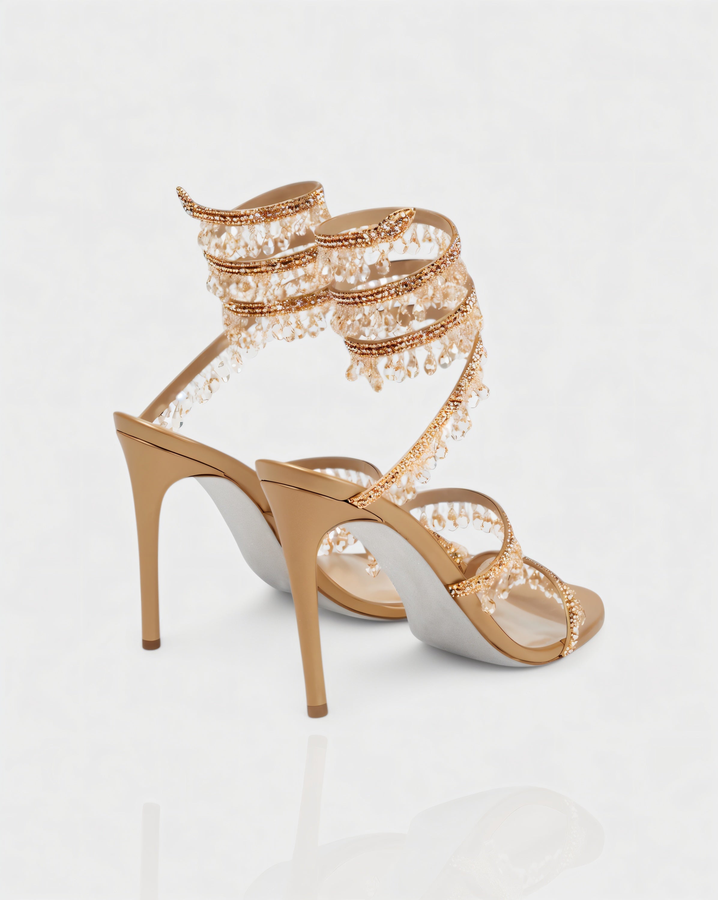 ALYRA Rhinestone Tassel Ankle-Wrap High Heels