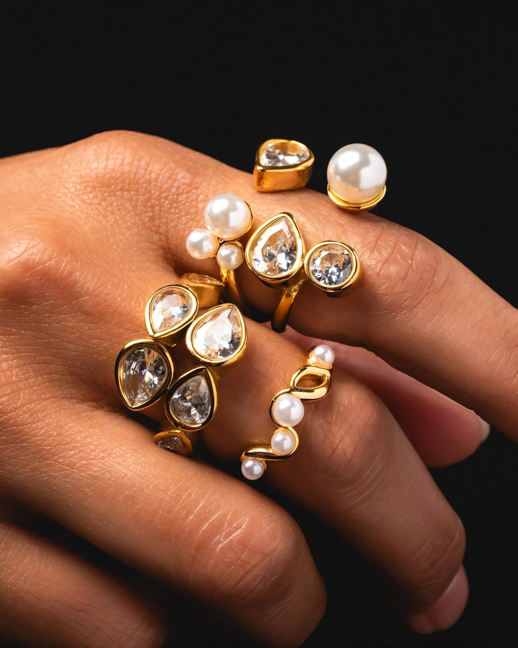 Clustered Pearl & Gemstone Ring