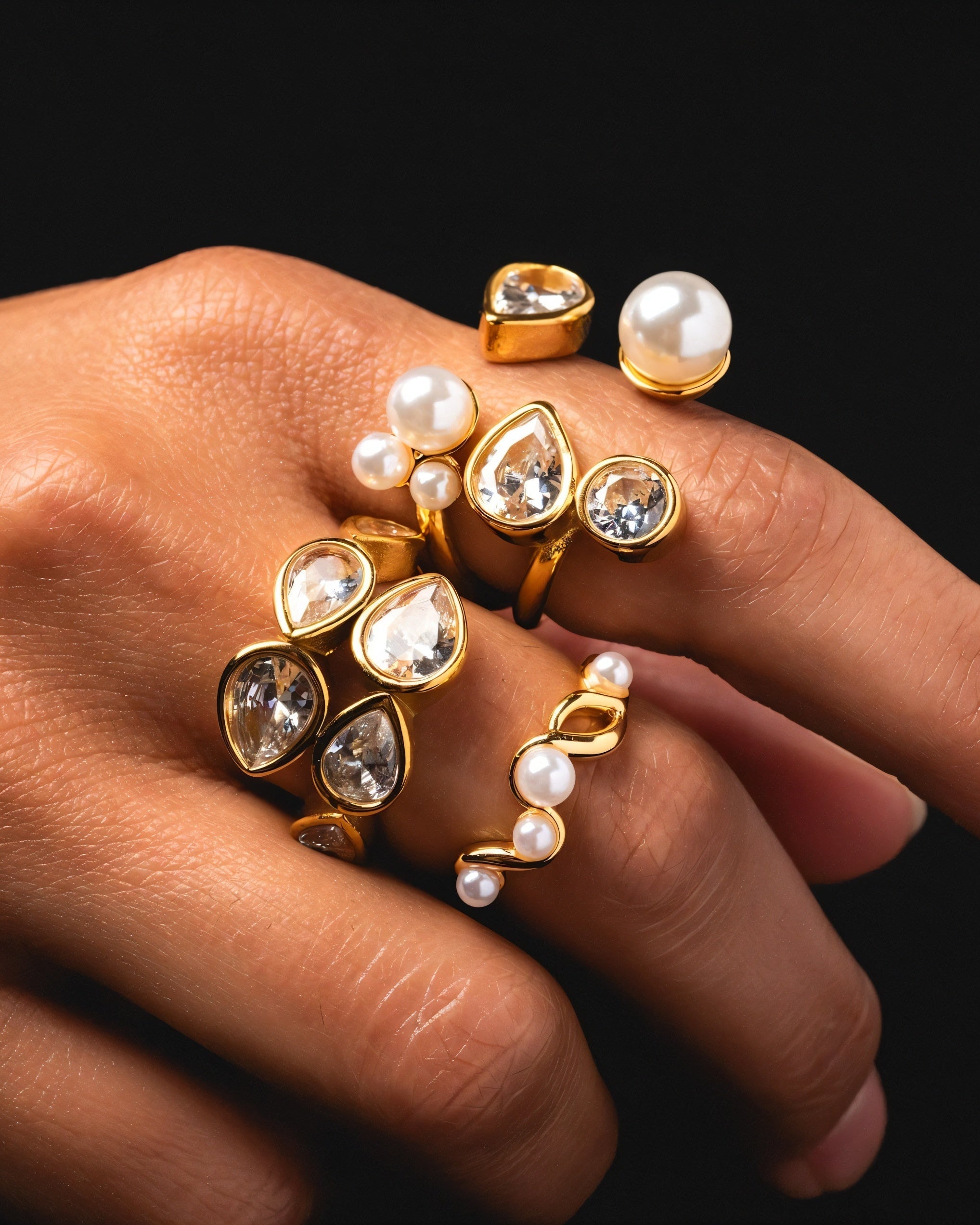 Clustered Pearl & Gemstone Ring