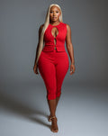 RAFAELA Cutout Keyhole Top & Capri Pant Set