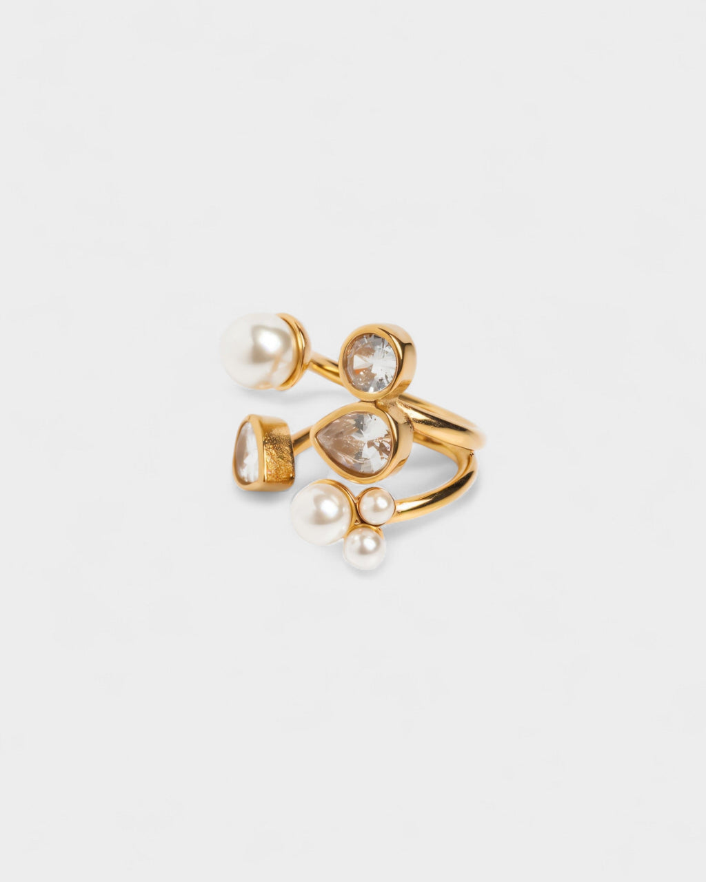 Clustered Pearl & Gemstone Ring