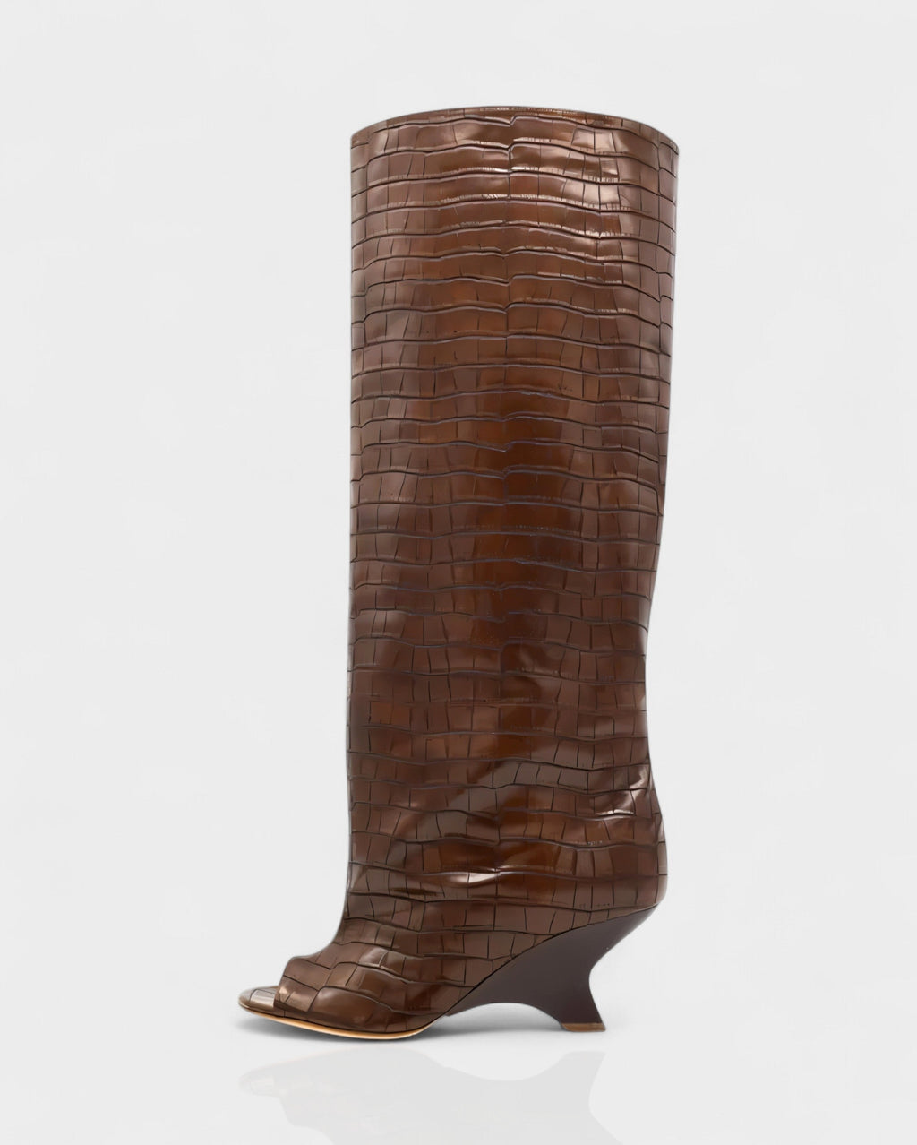 HELIRA Peep Toe Wedge Knee High Boots
