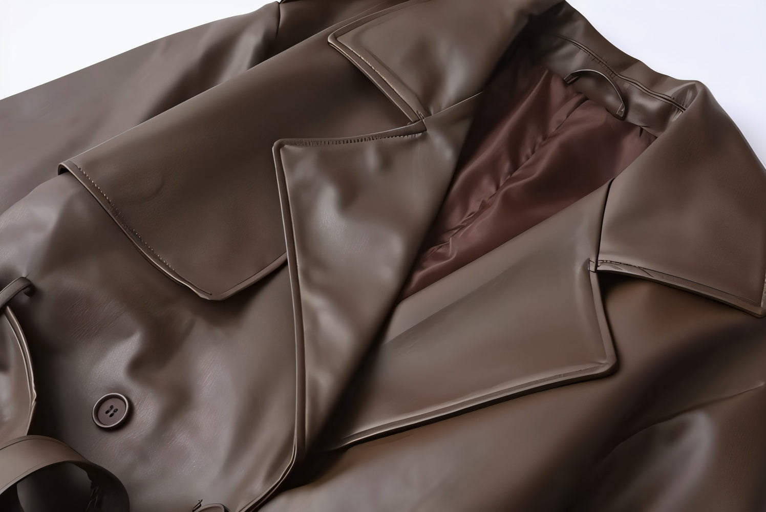 PAMOLA Faux Leather Trench Coat