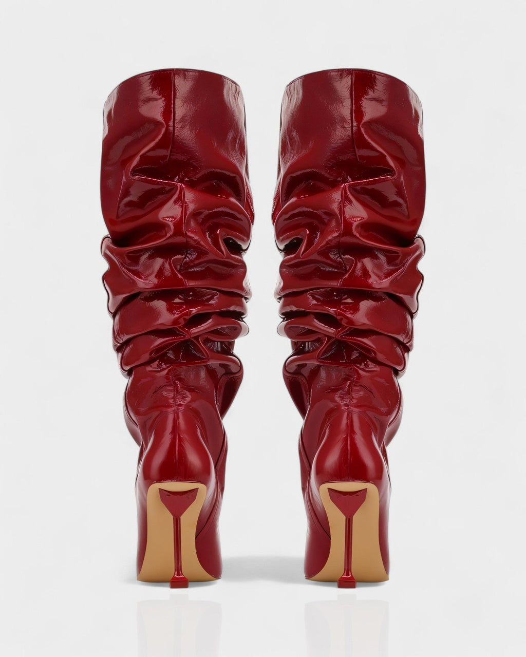 BELLARA Faux Leather Slouchy Pointed Toe Stiletto Boots