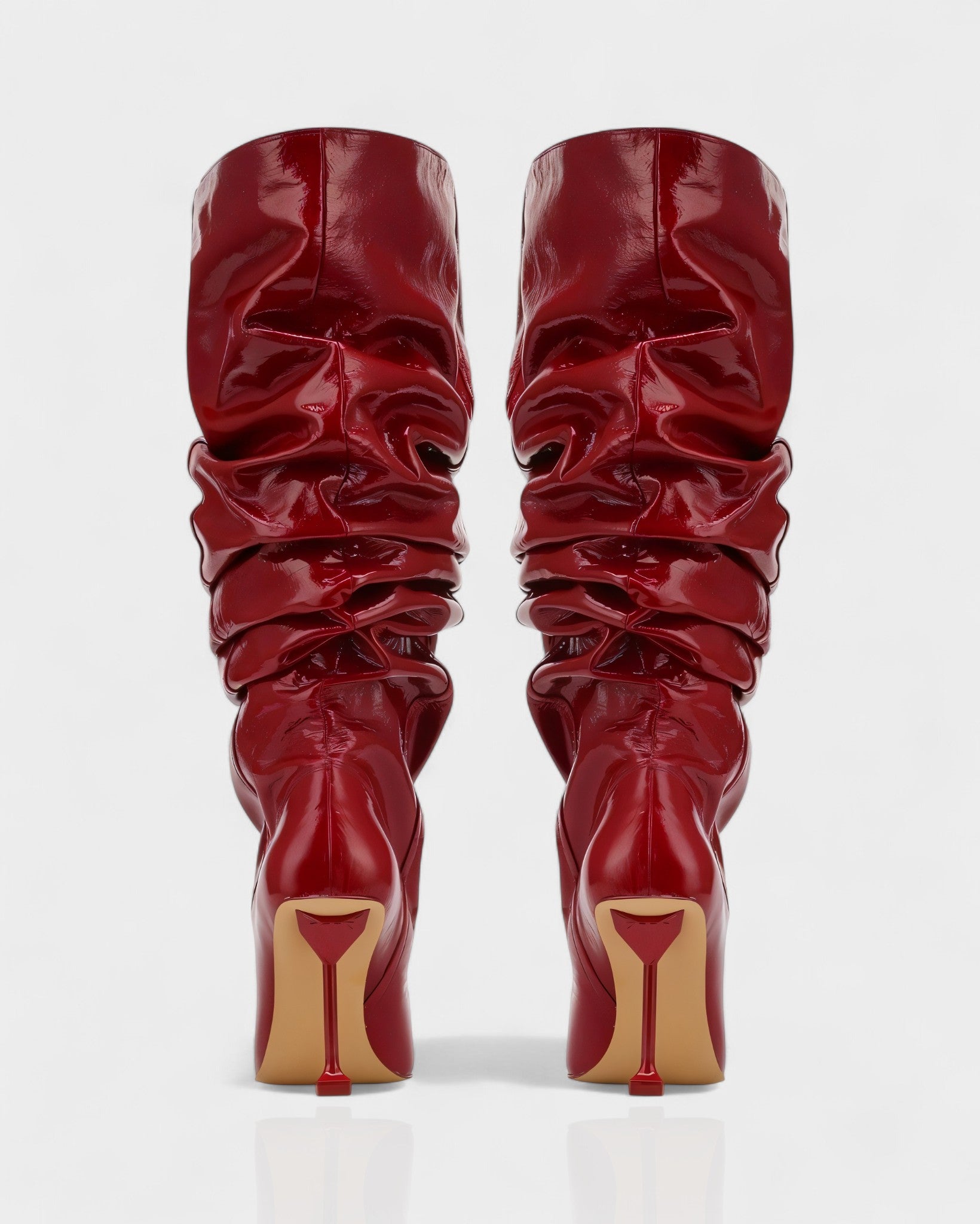BELLARA Faux Leather Slouchy Pointed Toe Stiletto Boots