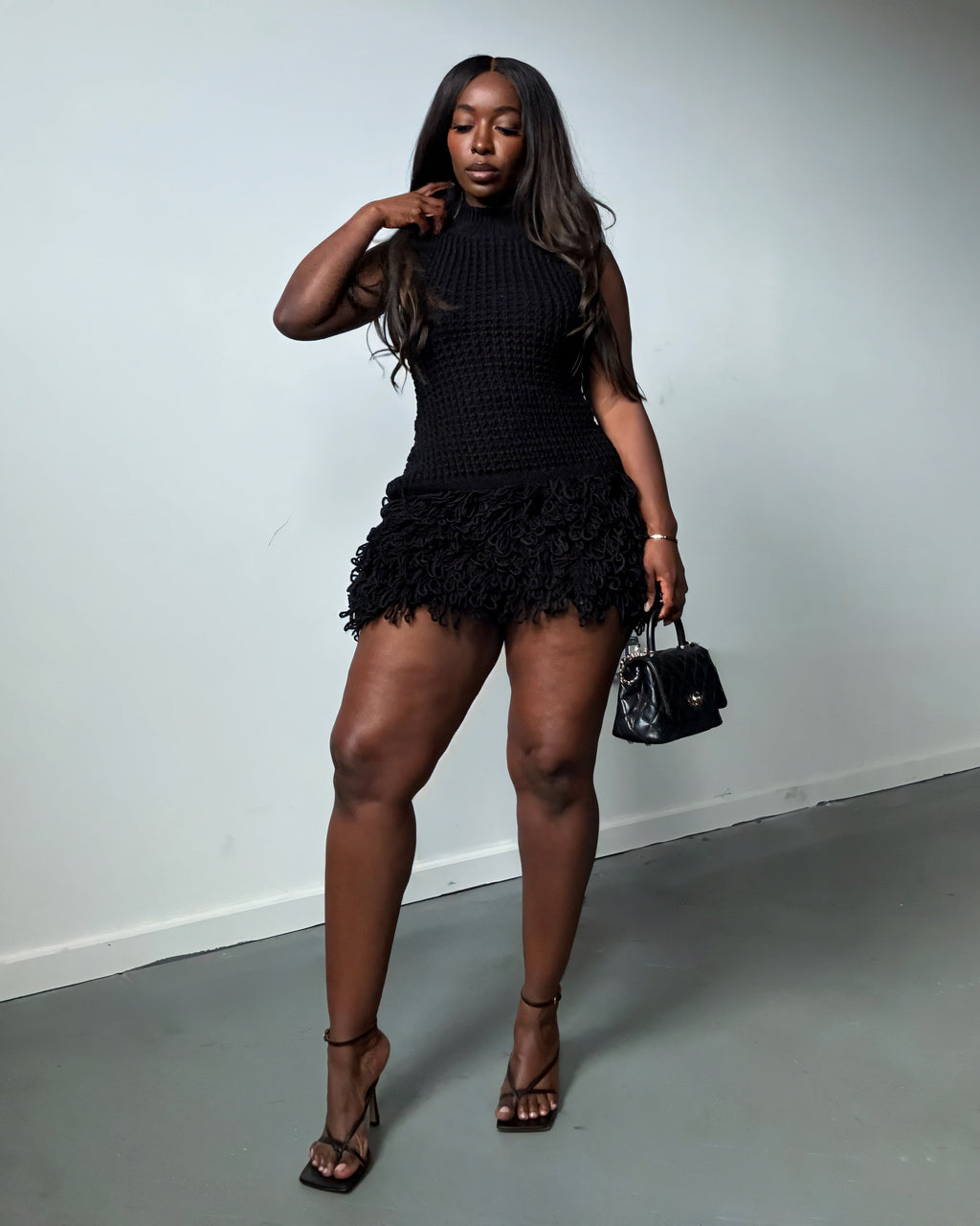 MARLA Knit Ruffle Mini Dress