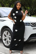 ESTRA Floral Appliqué Sleeveless Maxi Dress