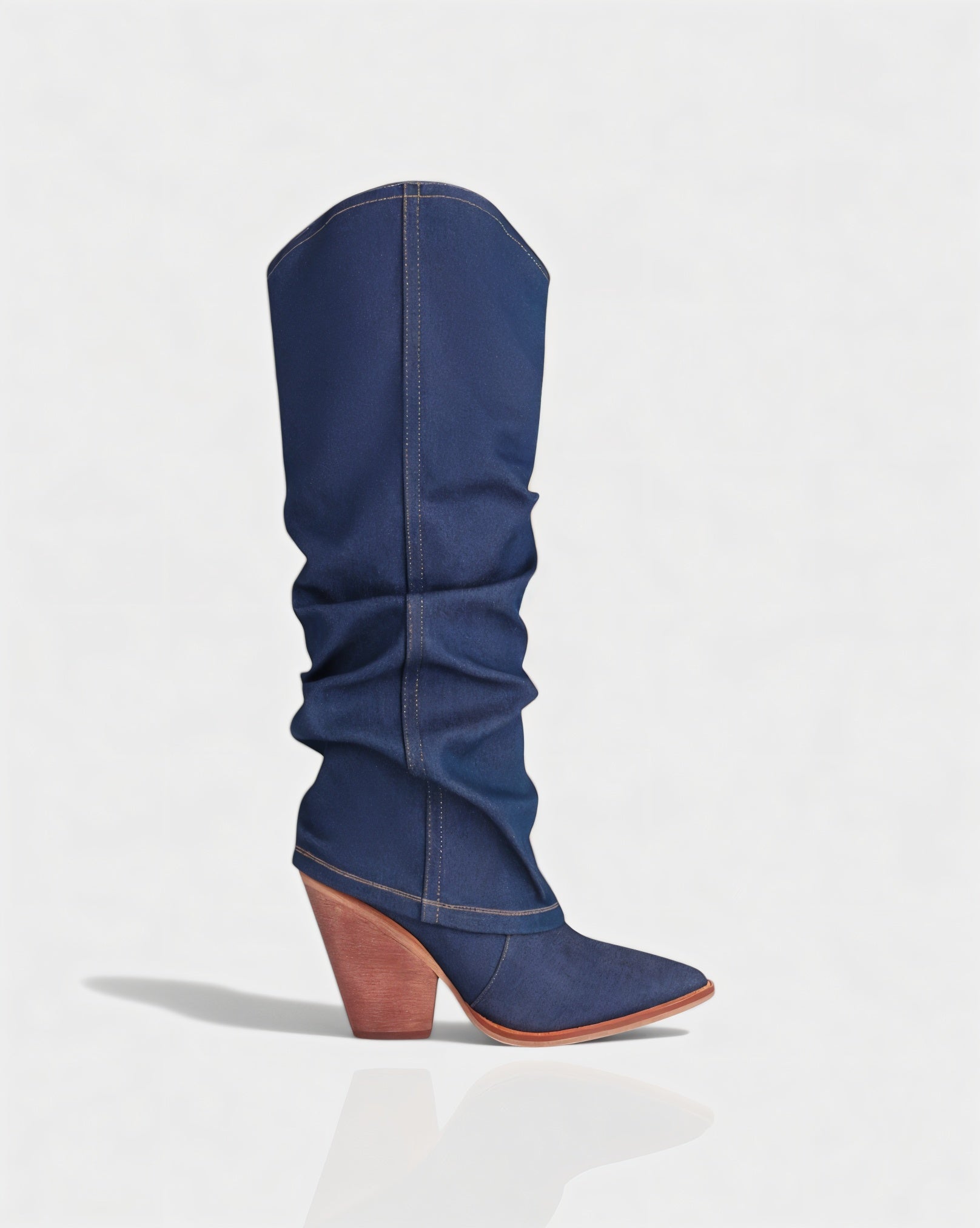 BETTY Denim Pointed Toe Slouchy Cowboy Boots