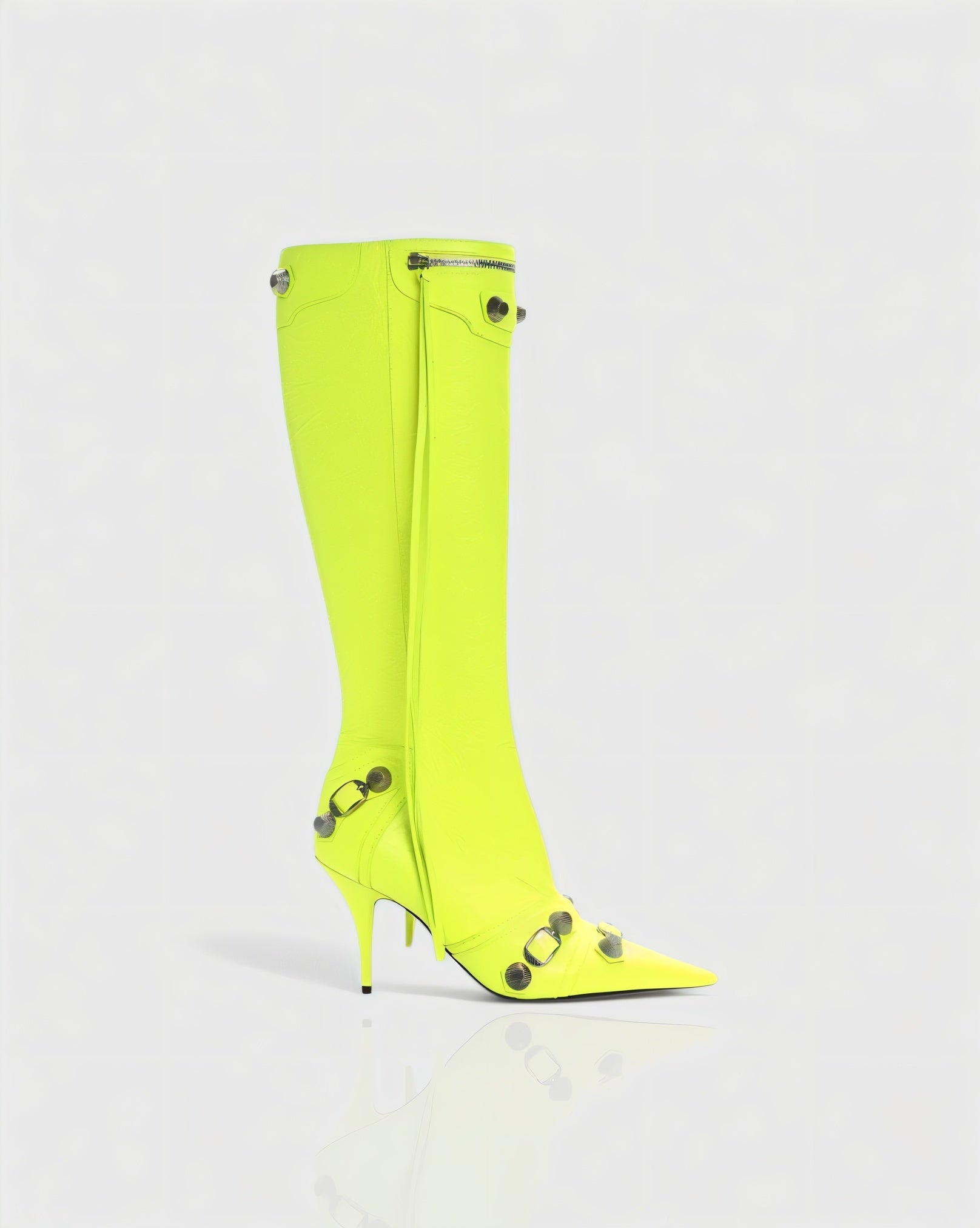 WENA Studded Pointed Toe Knee-High Boots