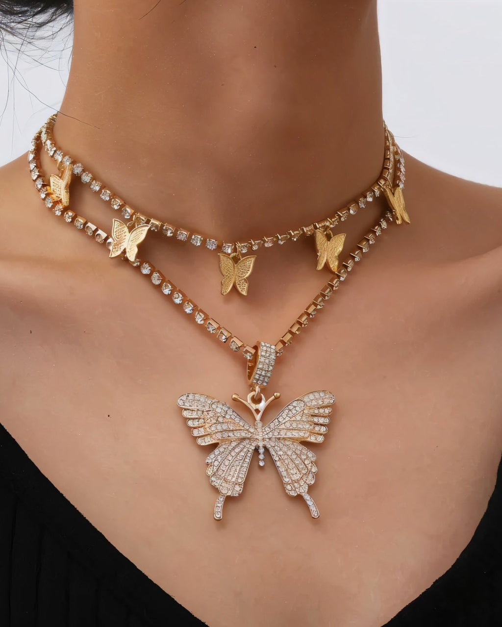 Butterfly Layered Chain Necklace