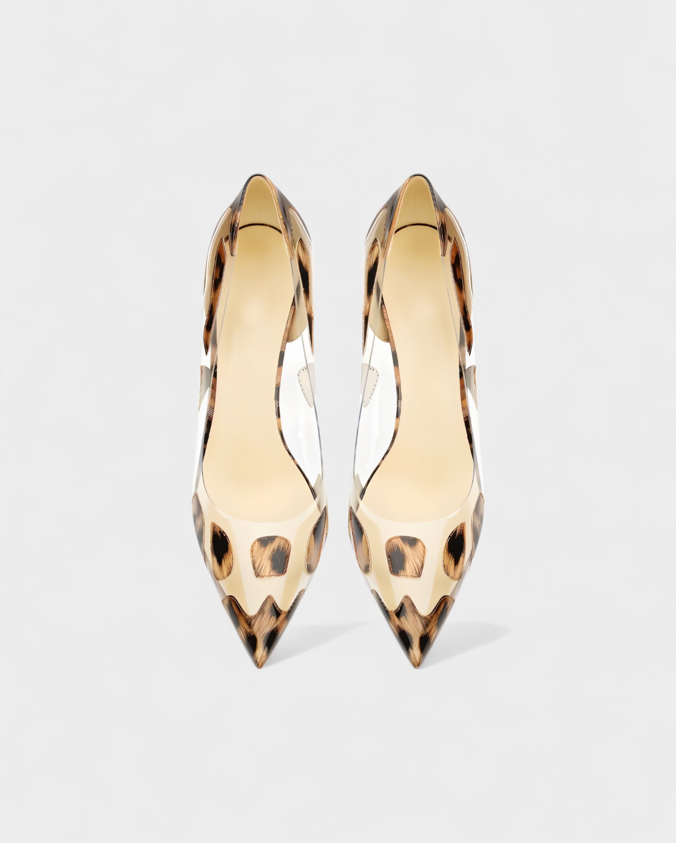 DALYA Transparent Pointed-Toe Leopard Heels