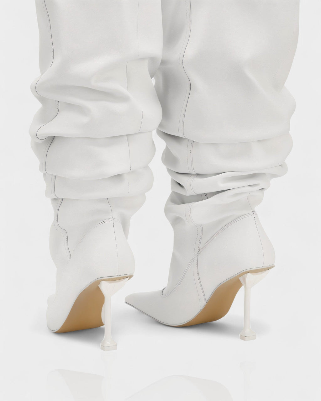 BELLARA Faux Leather Slouchy Pointed Toe Stiletto Boots