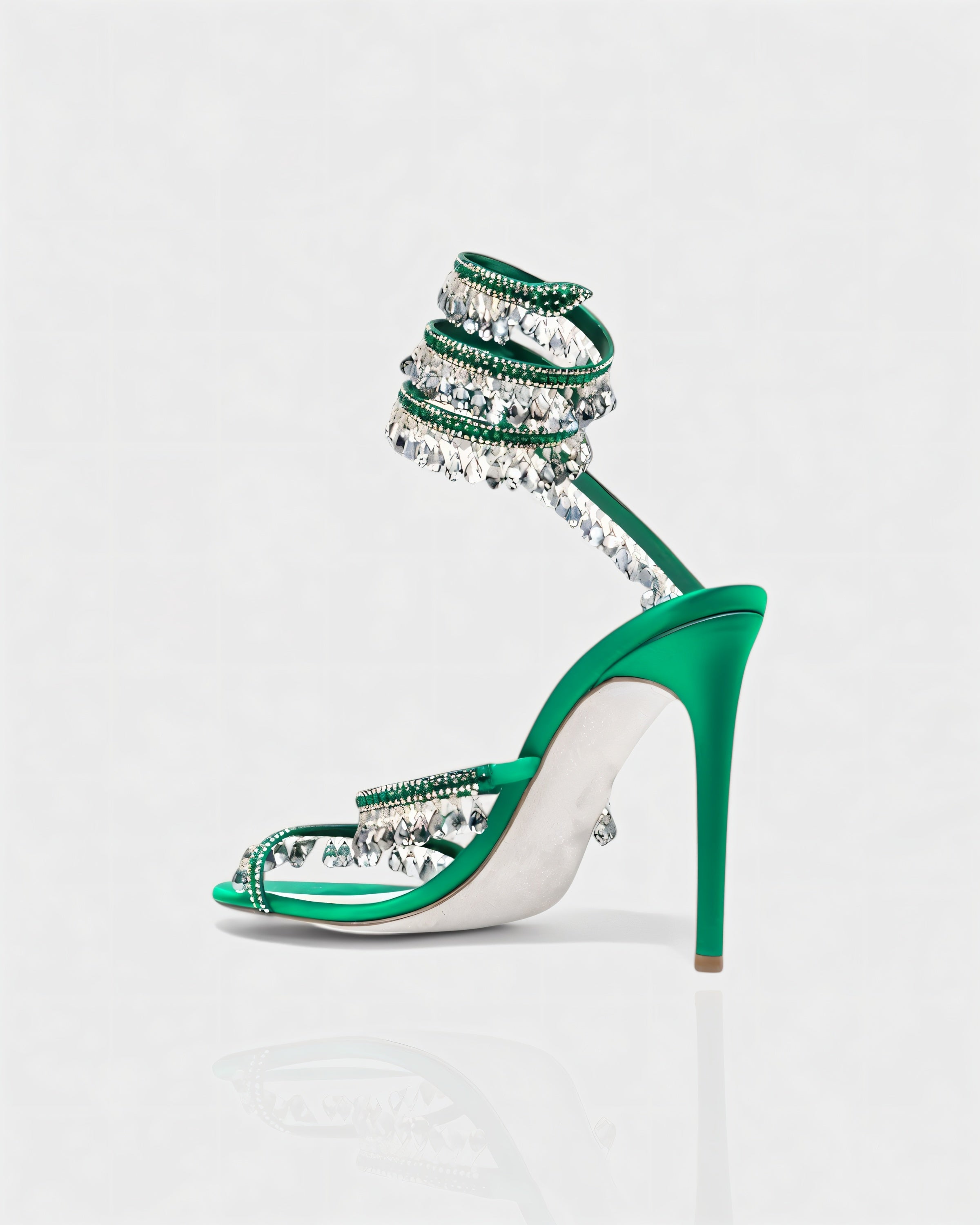 ALYRA Rhinestone Tassel Ankle-Wrap High Heels