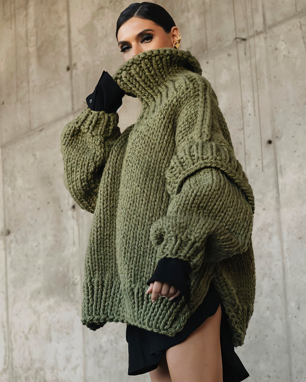 NARLA Fluffy Long Sleeve Turtleneck Sweater