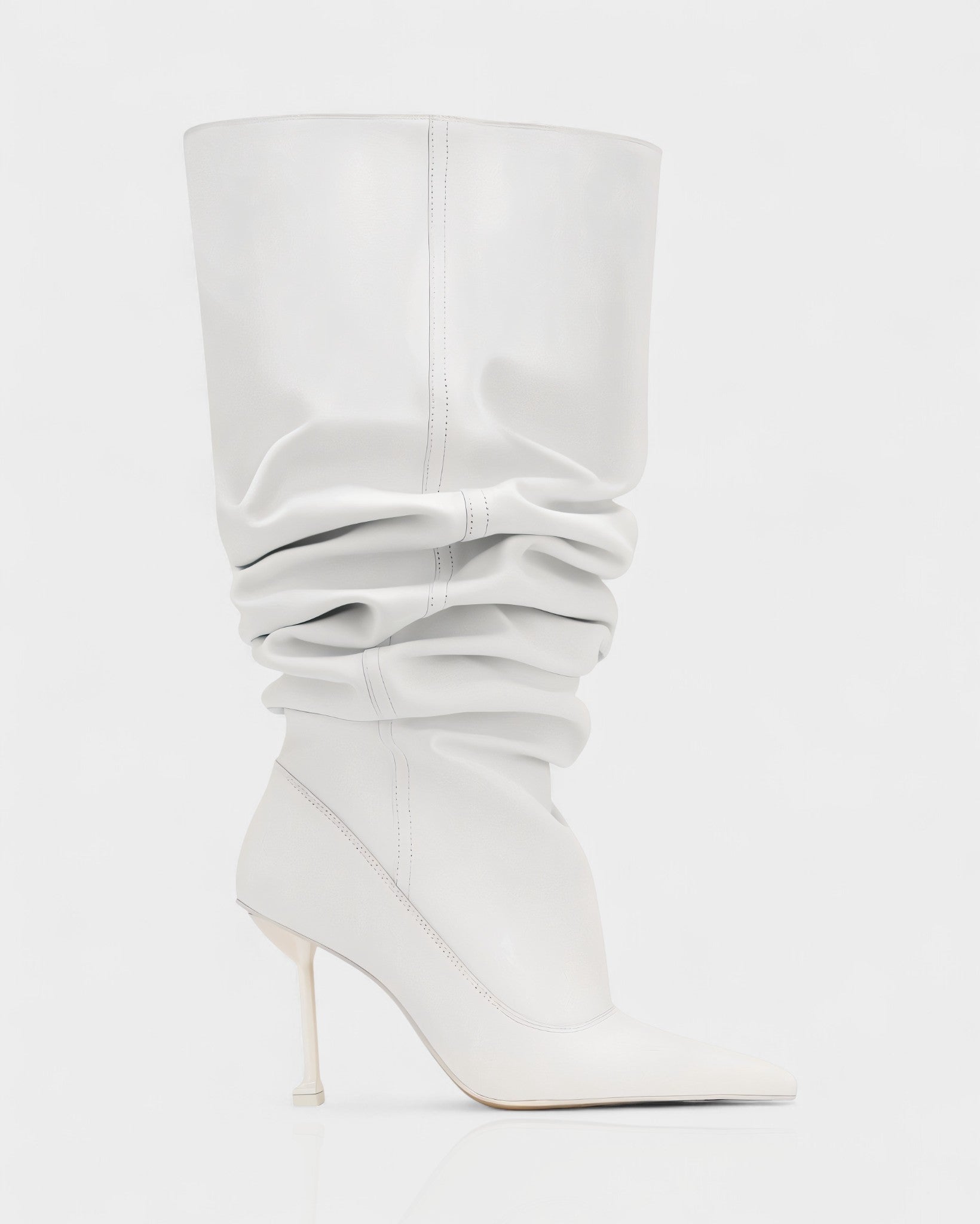 BELLARA Faux Leather Slouchy Pointed Toe Stiletto Boots