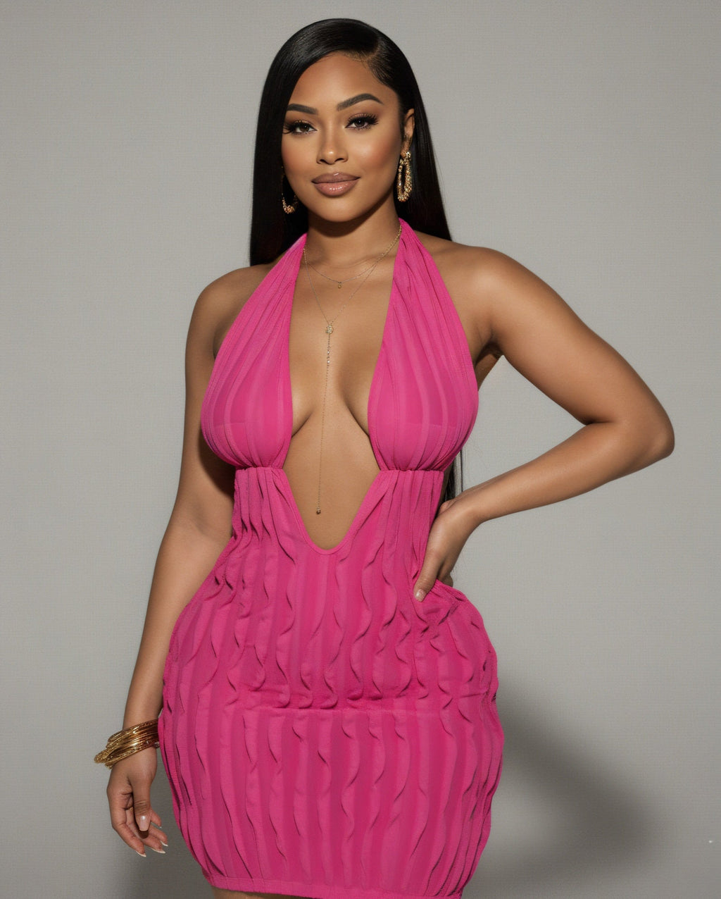 ELAINA Hollow Wavy Mini Dress