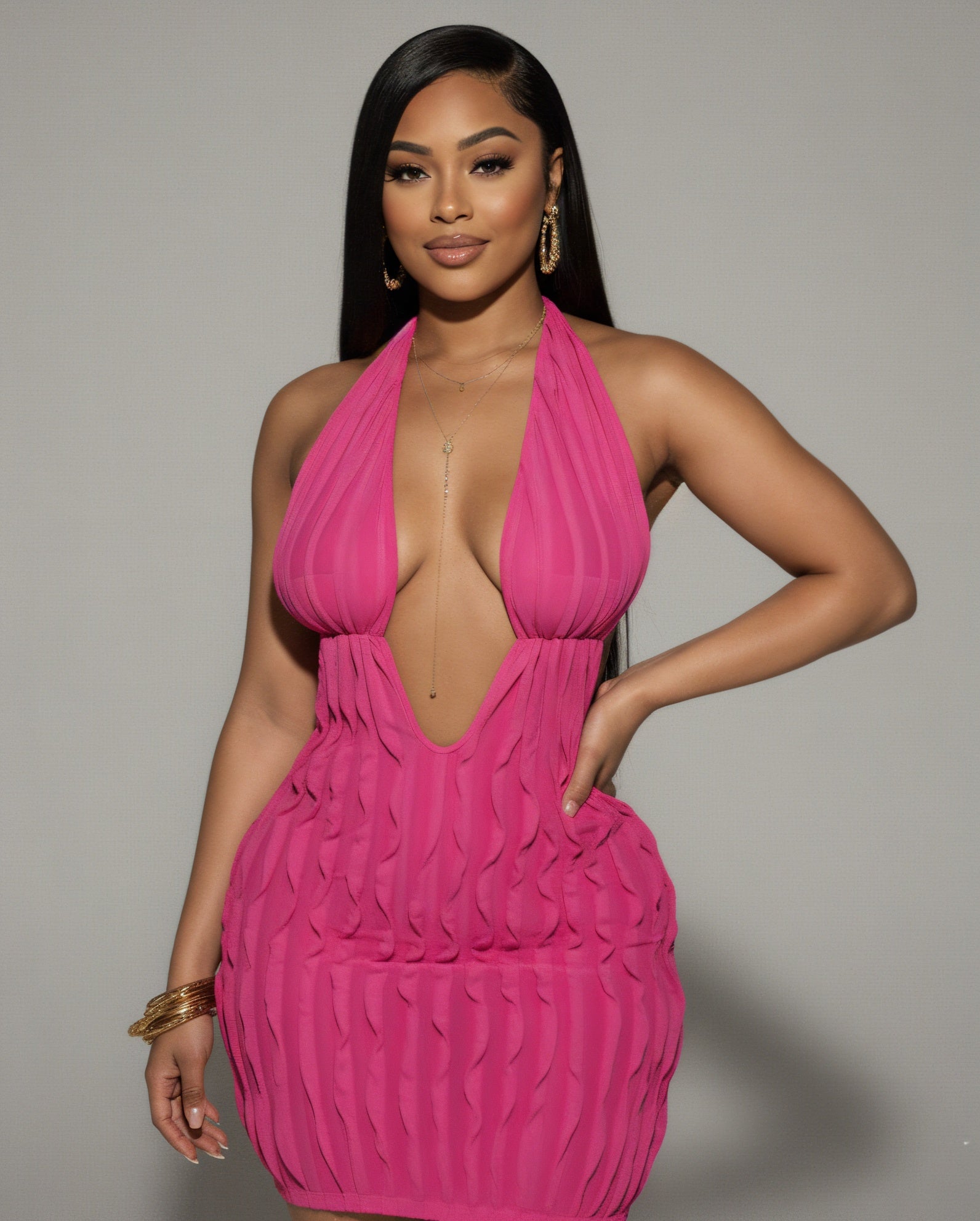 ELAINA Hollow Wavy Mini Dress