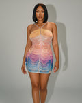 EMANY Rhinestone Embellished Gradient Mini Dress