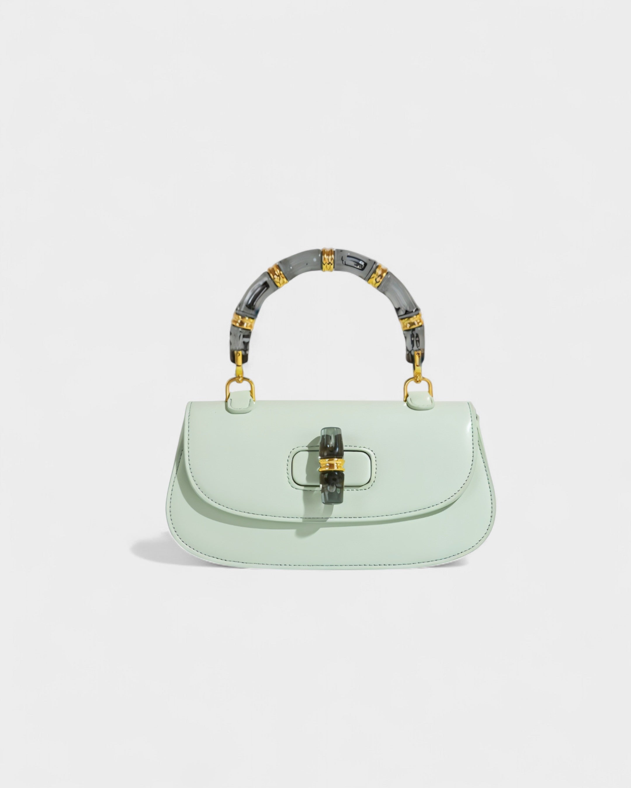 ZARLA Bamboo Handle Faux Leather Bag