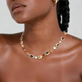 Gold Plated Zircon Colored Rhinestone Necklace