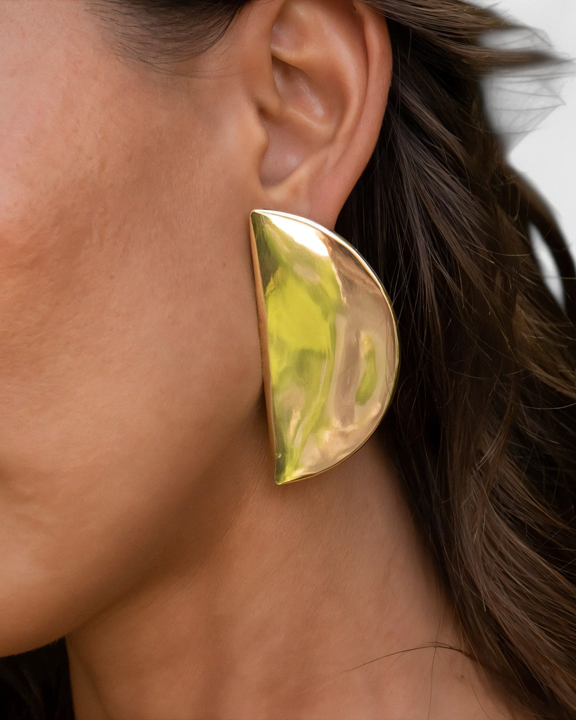 Crescent Gold Stud Earrings