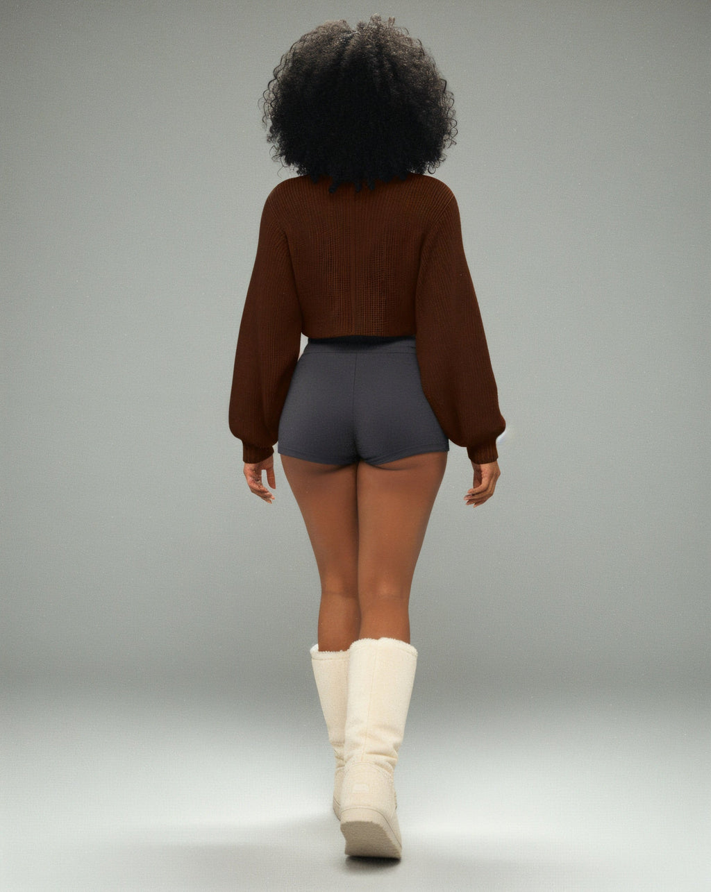 SUNNIVA Ribbed V-Cut Cropped Knit Sweater