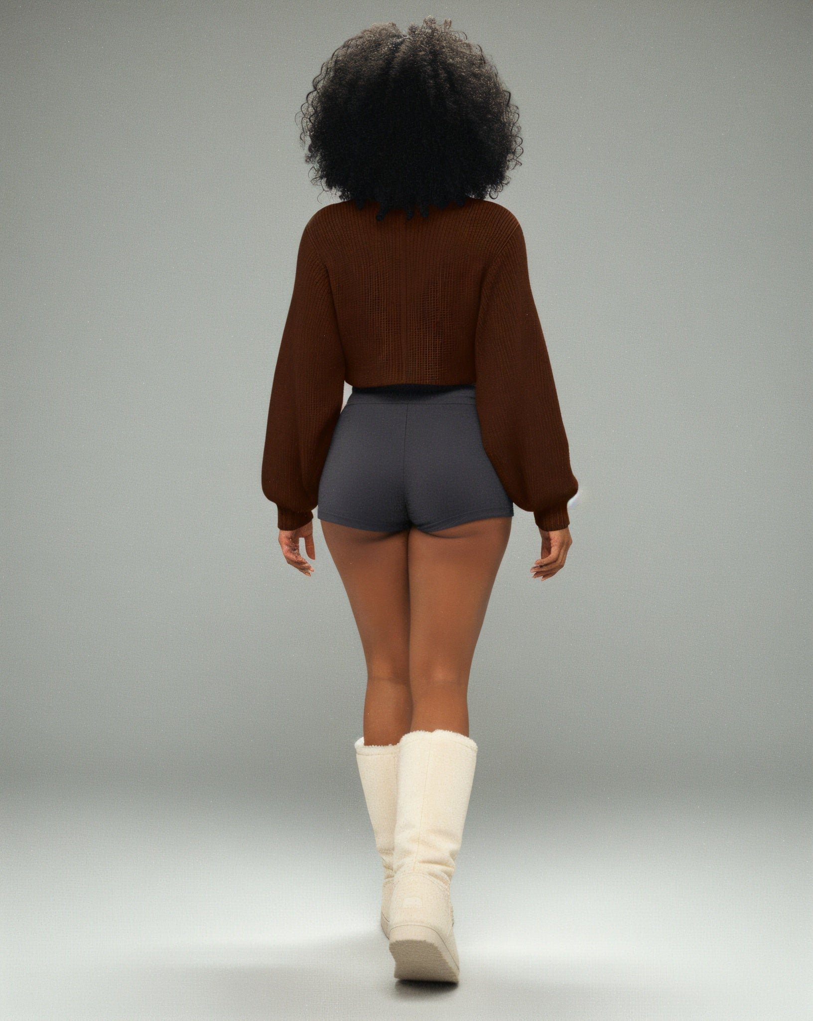 SUNNIVA Ribbed V-Cut Cropped Knit Sweater