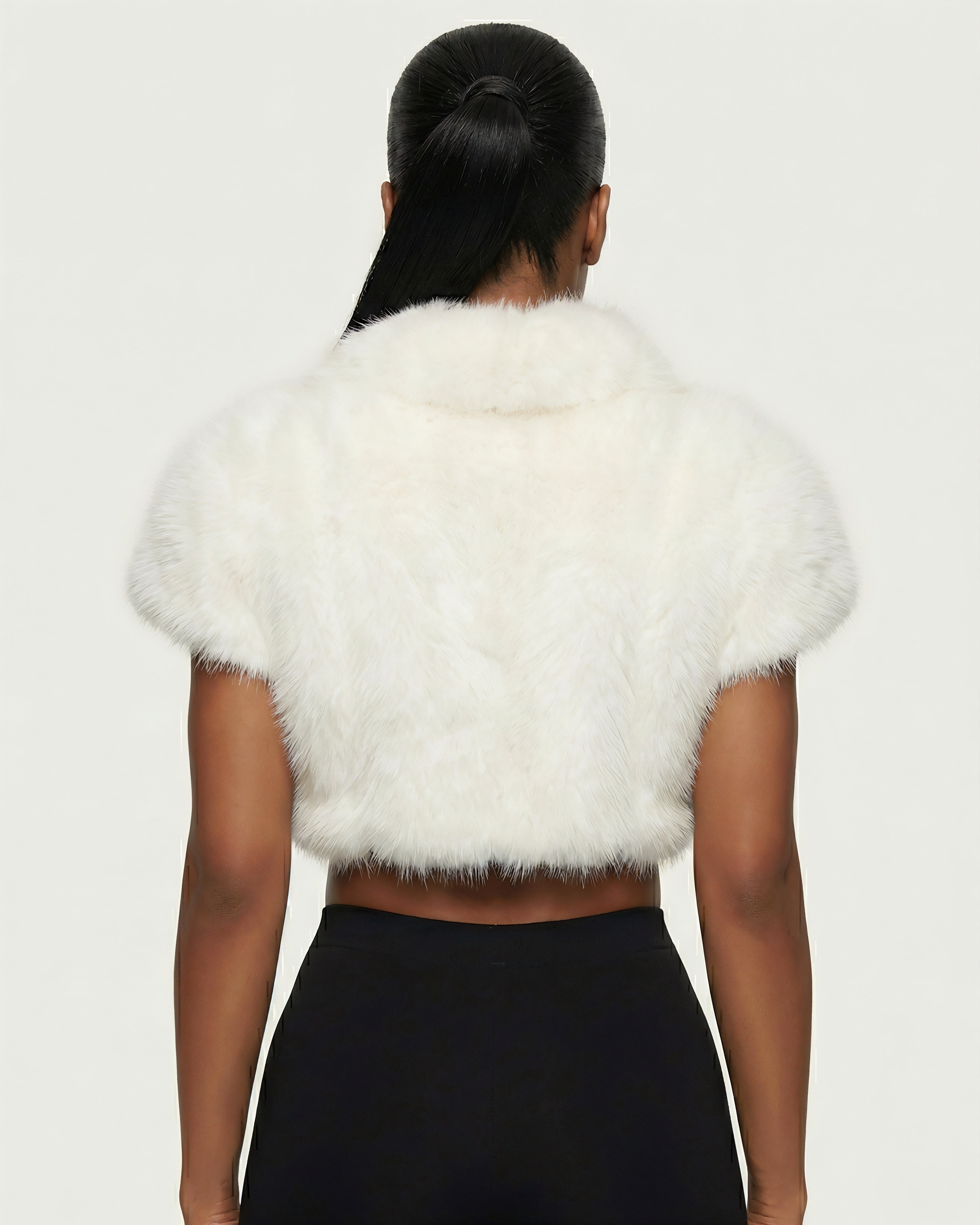 QUELLA Faux-Fur Buckle-Front Cropped Vest