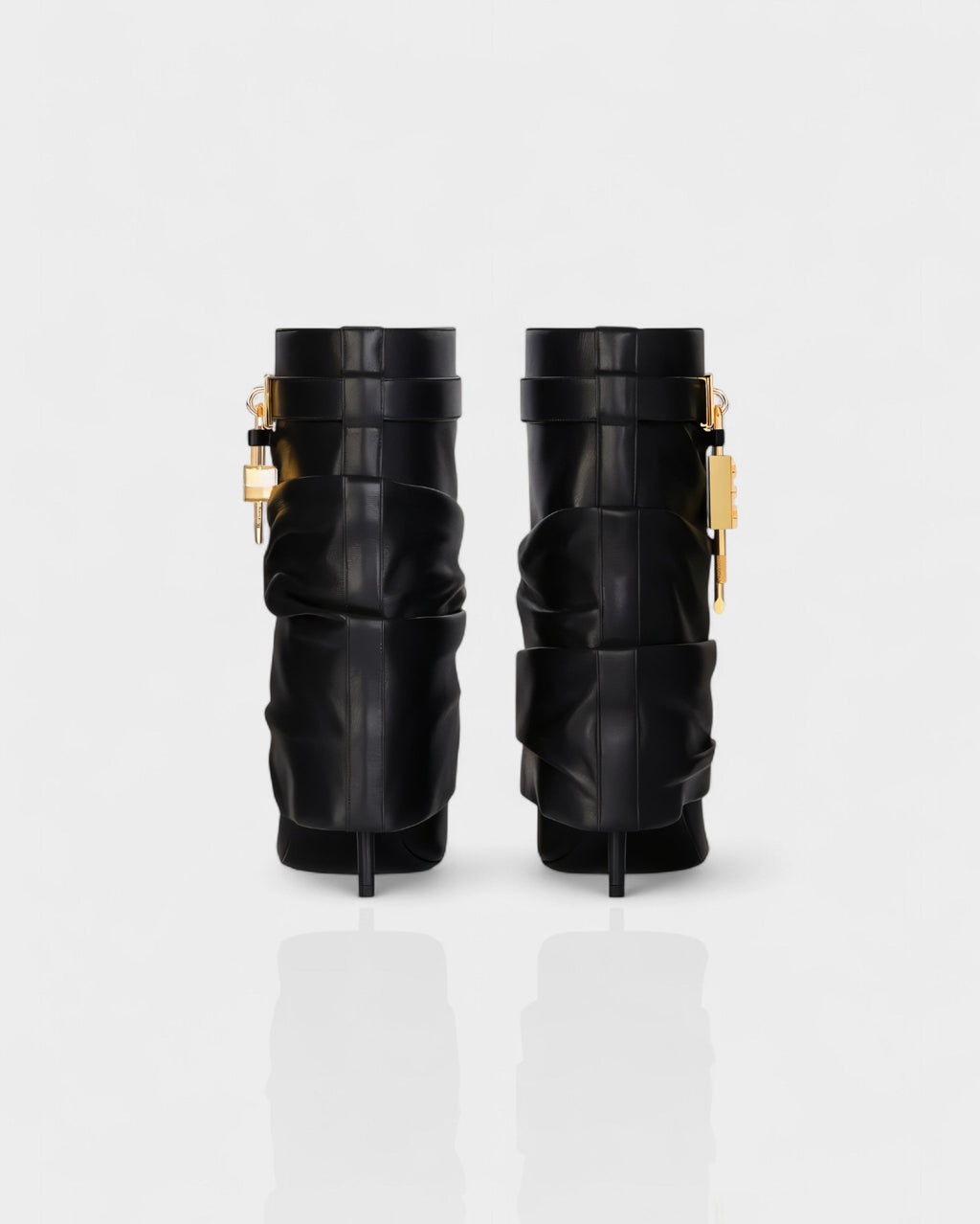HALINA Padlock Slouch Stiletto Ankle Boots
