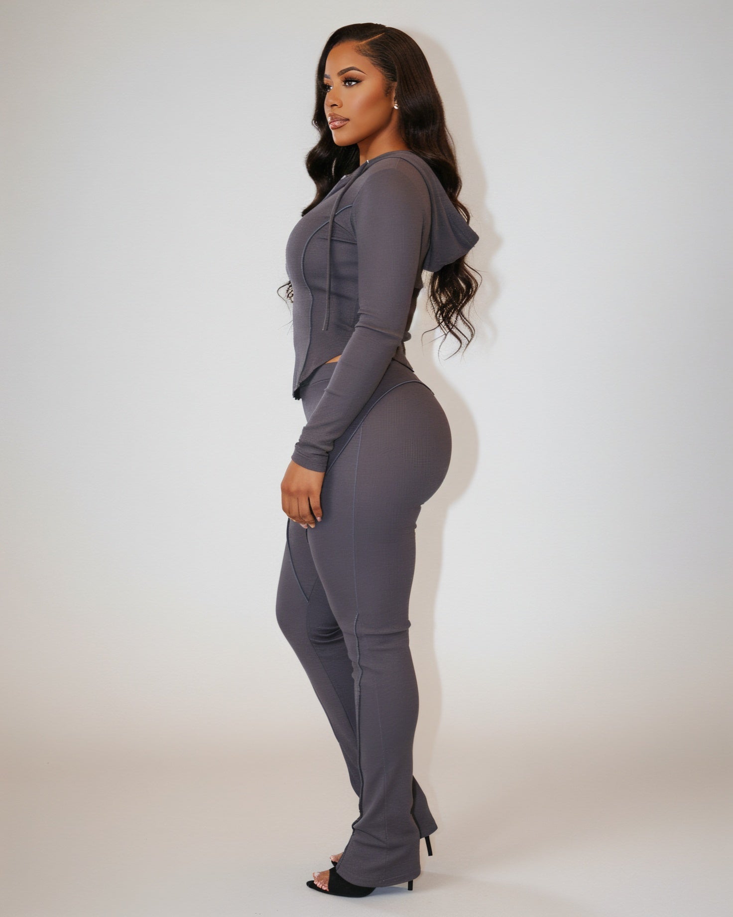 EDNA Zip-Front Hooded Top & Pants Set
