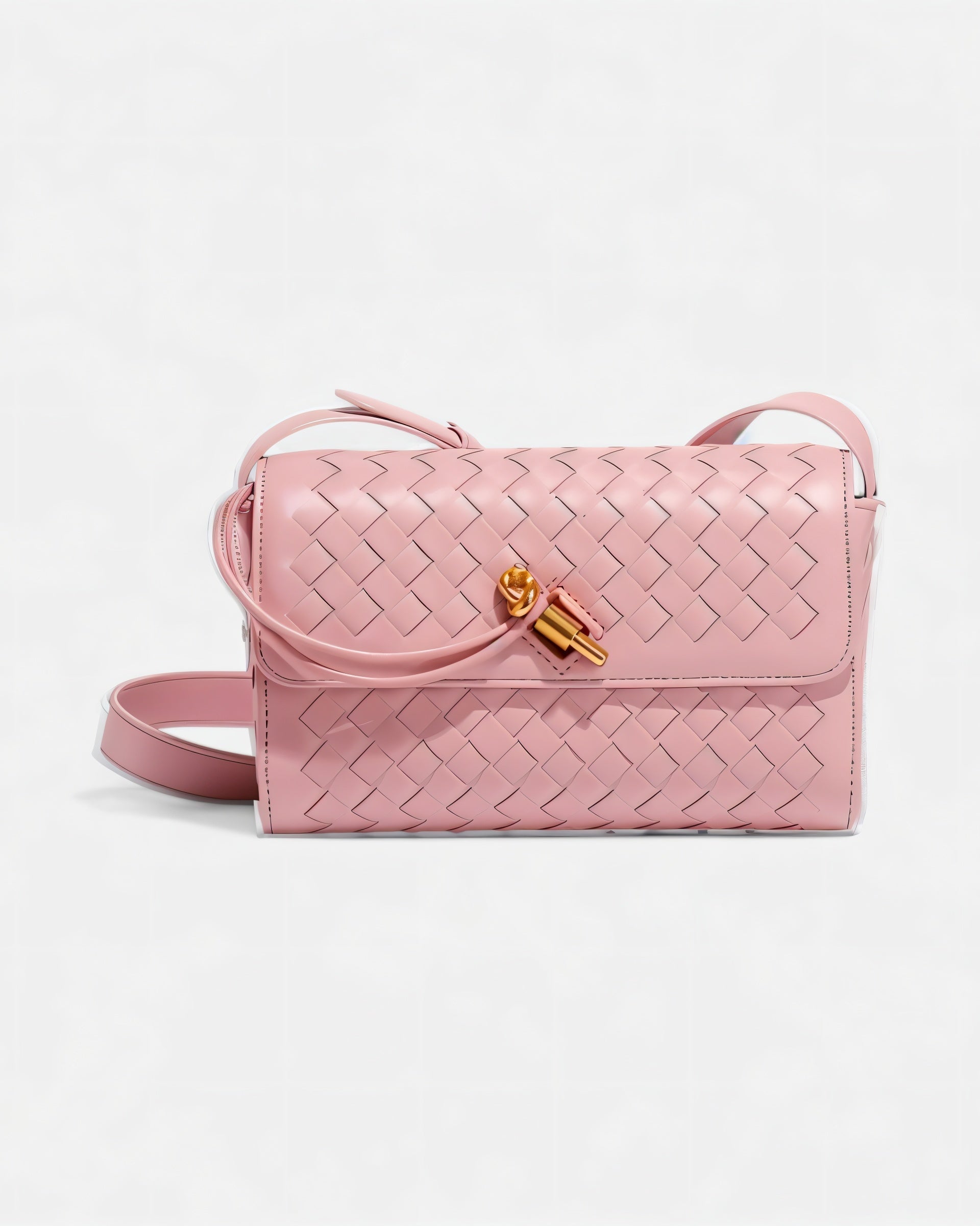CLEO Mini Woven Gold Lock Accent Shoulder Bag