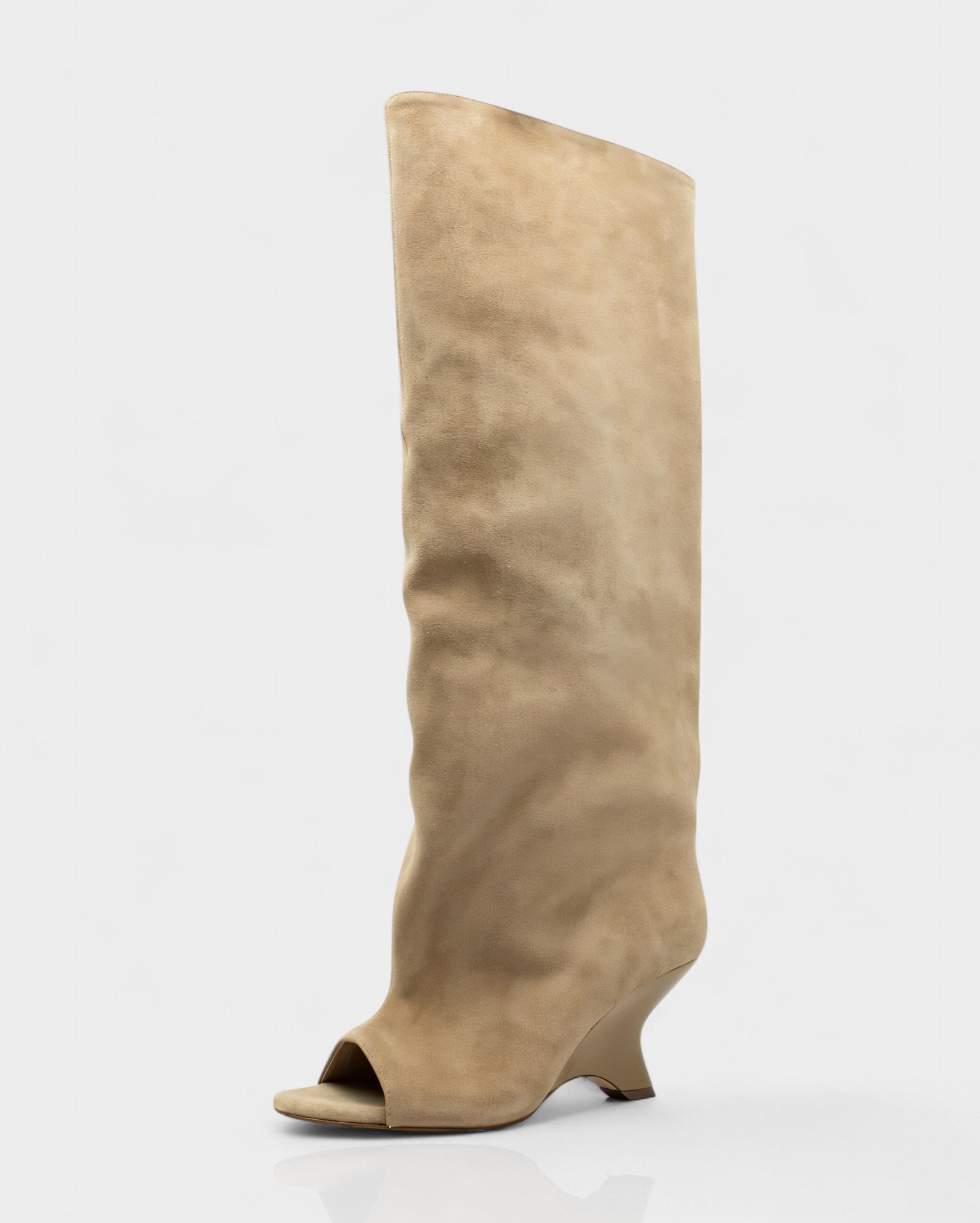 HELIRA Peep Toe Wedge Knee High Boots