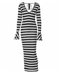 MELINA Striped Backless Maxi Dress