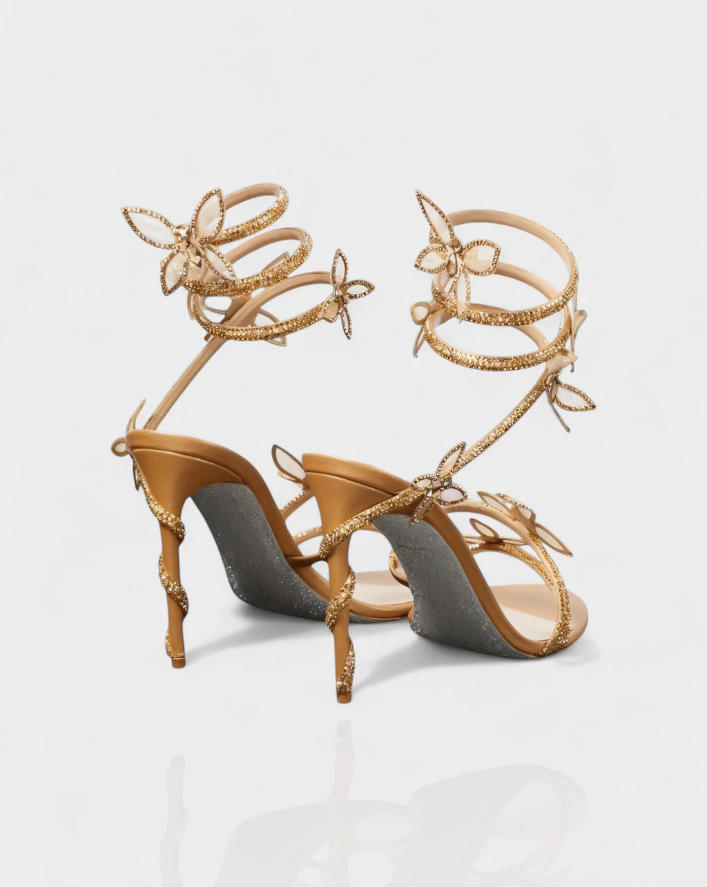 LYNA Crystal Butterfly Spiral High Heels