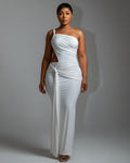CARMEN Asymmetric Ruched Cutout Maxi Dress
