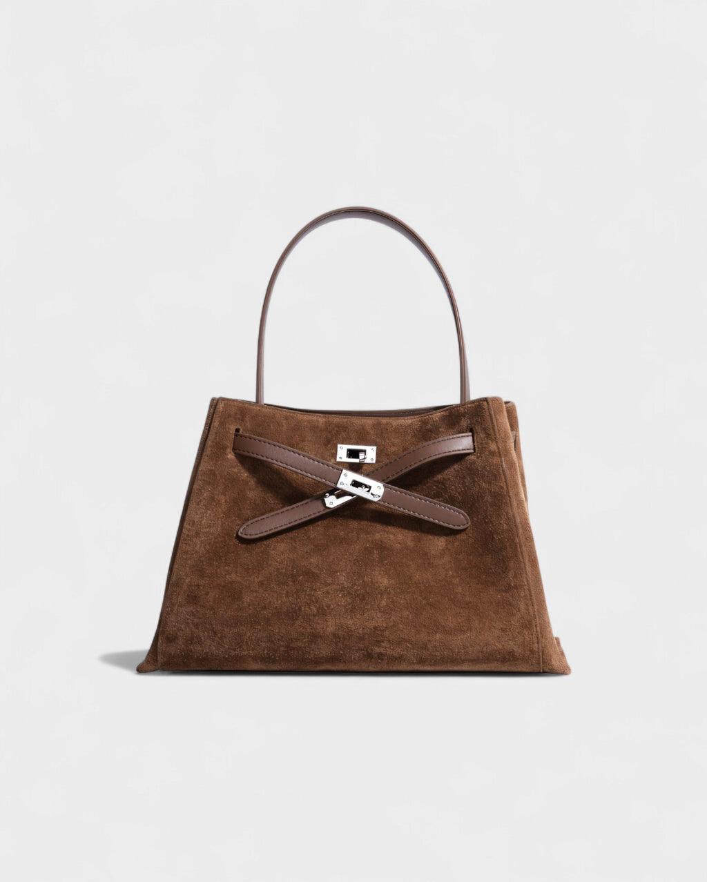 SOLARA Faux Suede Buckle Strap Tote Bag