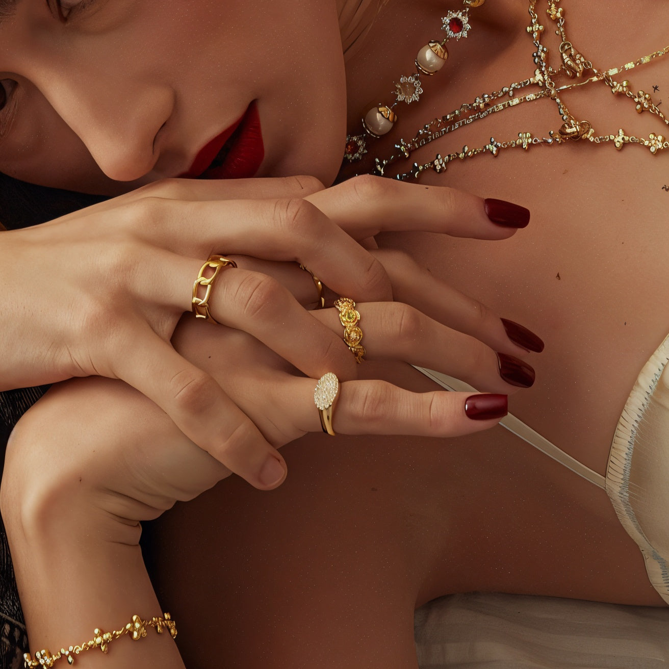 Sculpted Gemstone Gold Ring