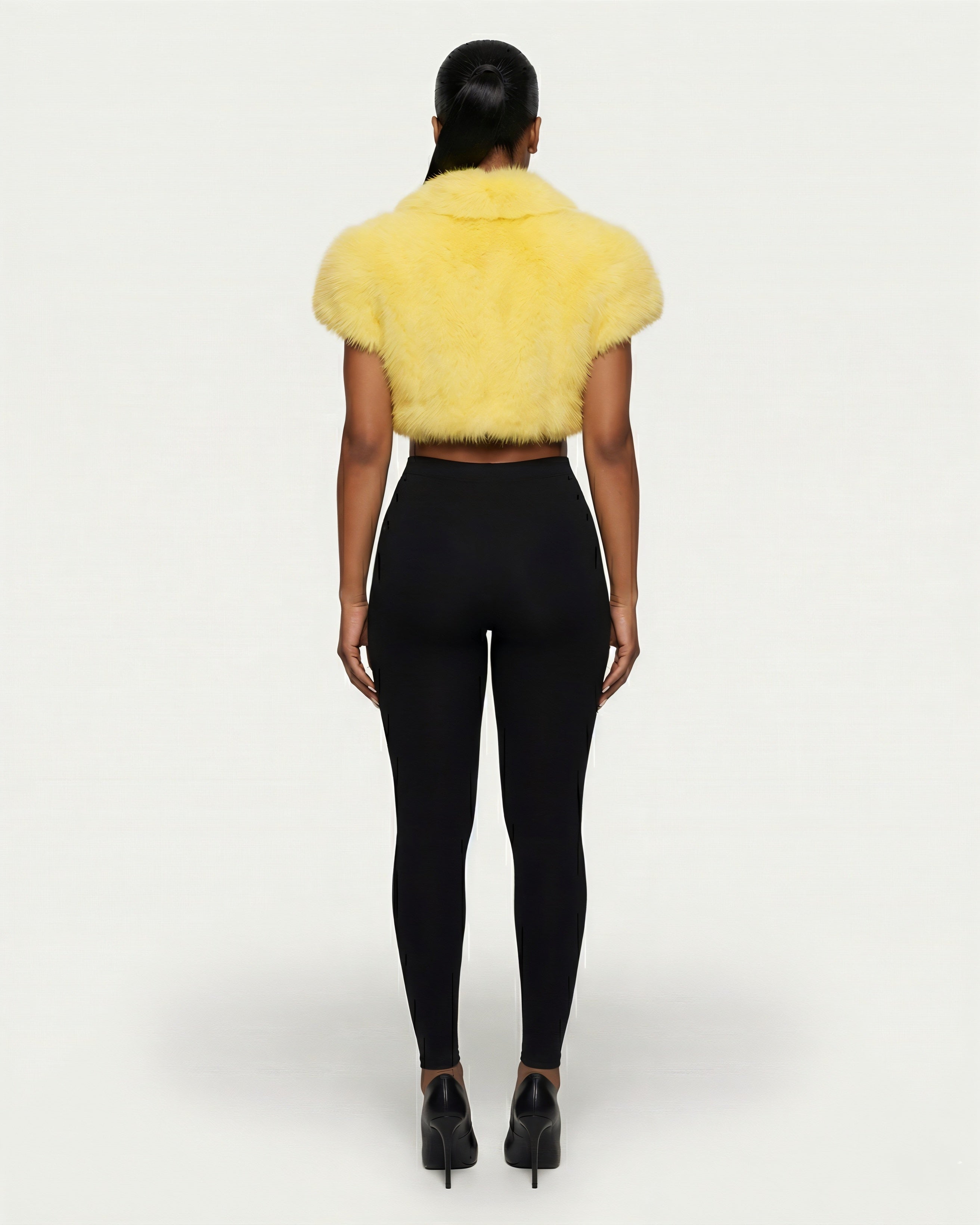 QUELLA Faux-Fur Buckle-Front Cropped Vest