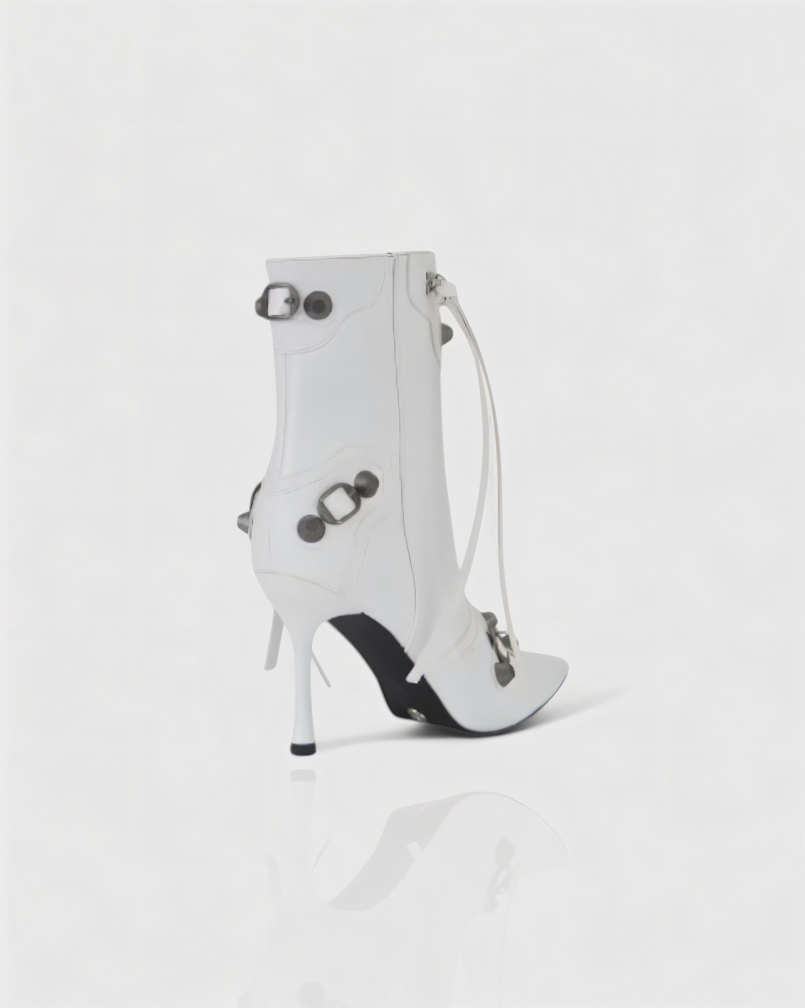 REVINA Studded Leather Pointed-Toe Ankle Boots