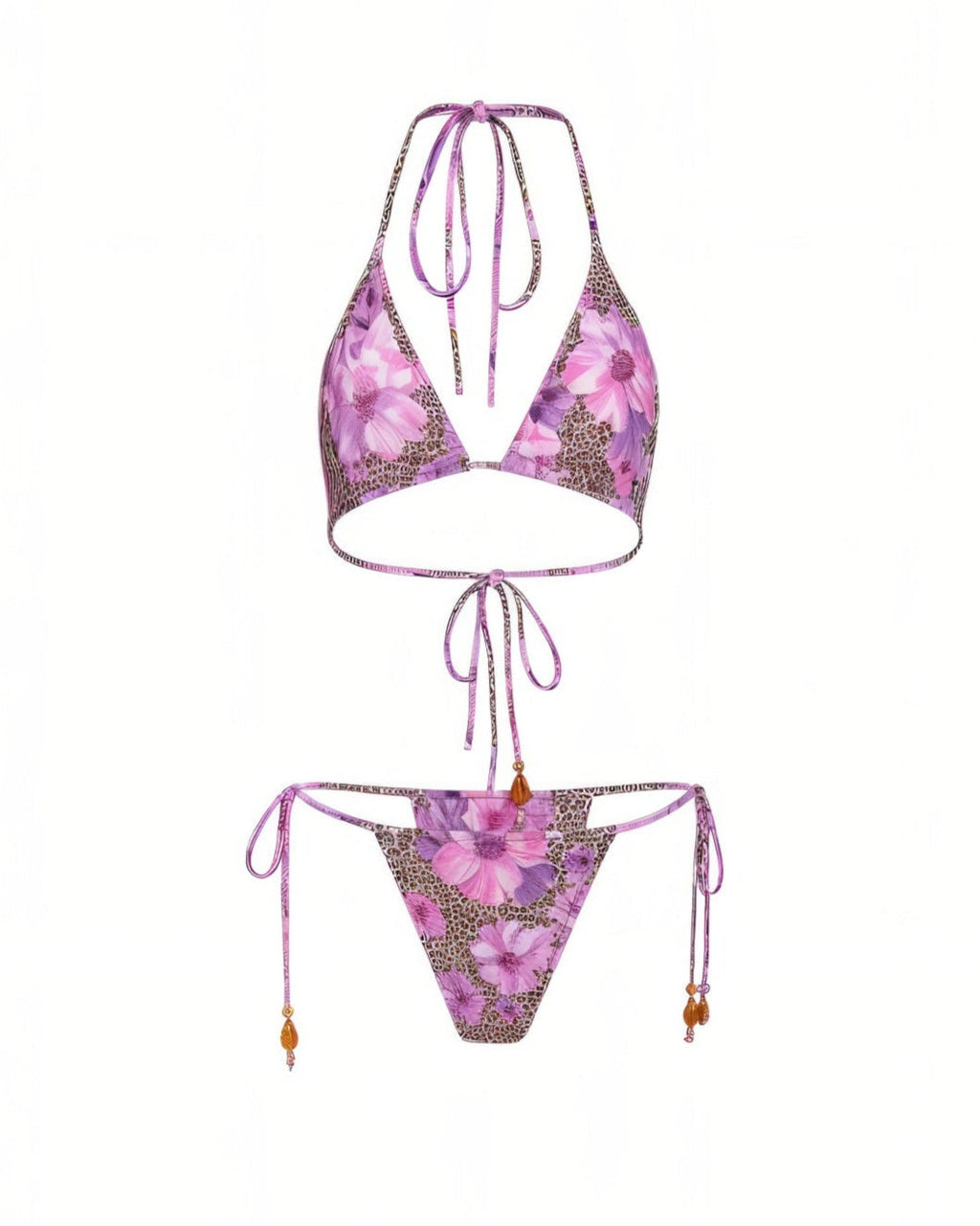 AMANDA Floral & Leopard Print Bikini Set