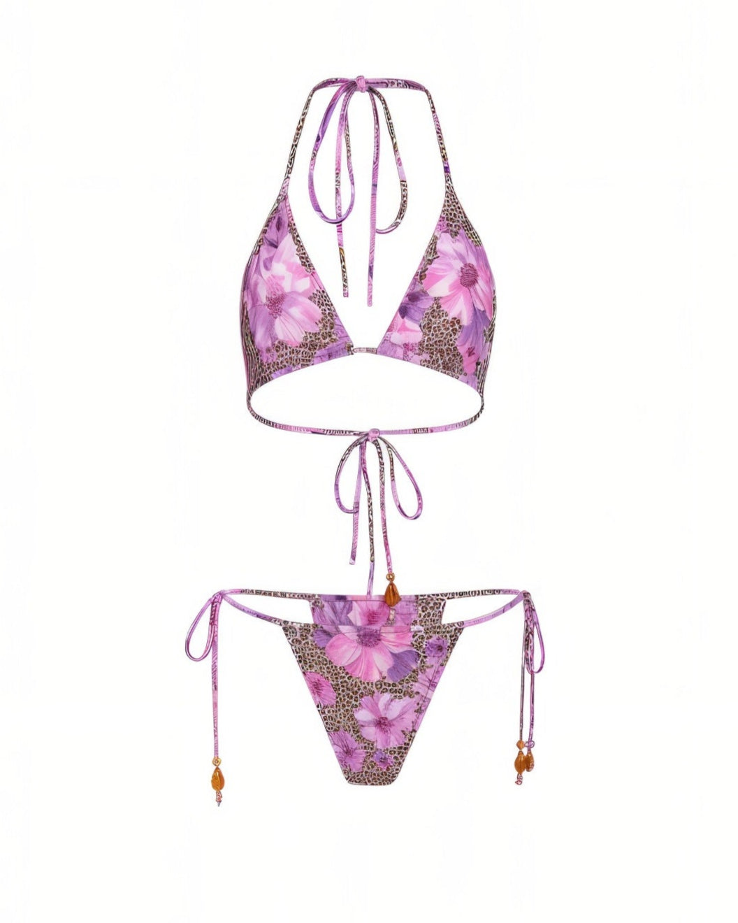 AMANDA Floral & Leopard Print Bikini Set